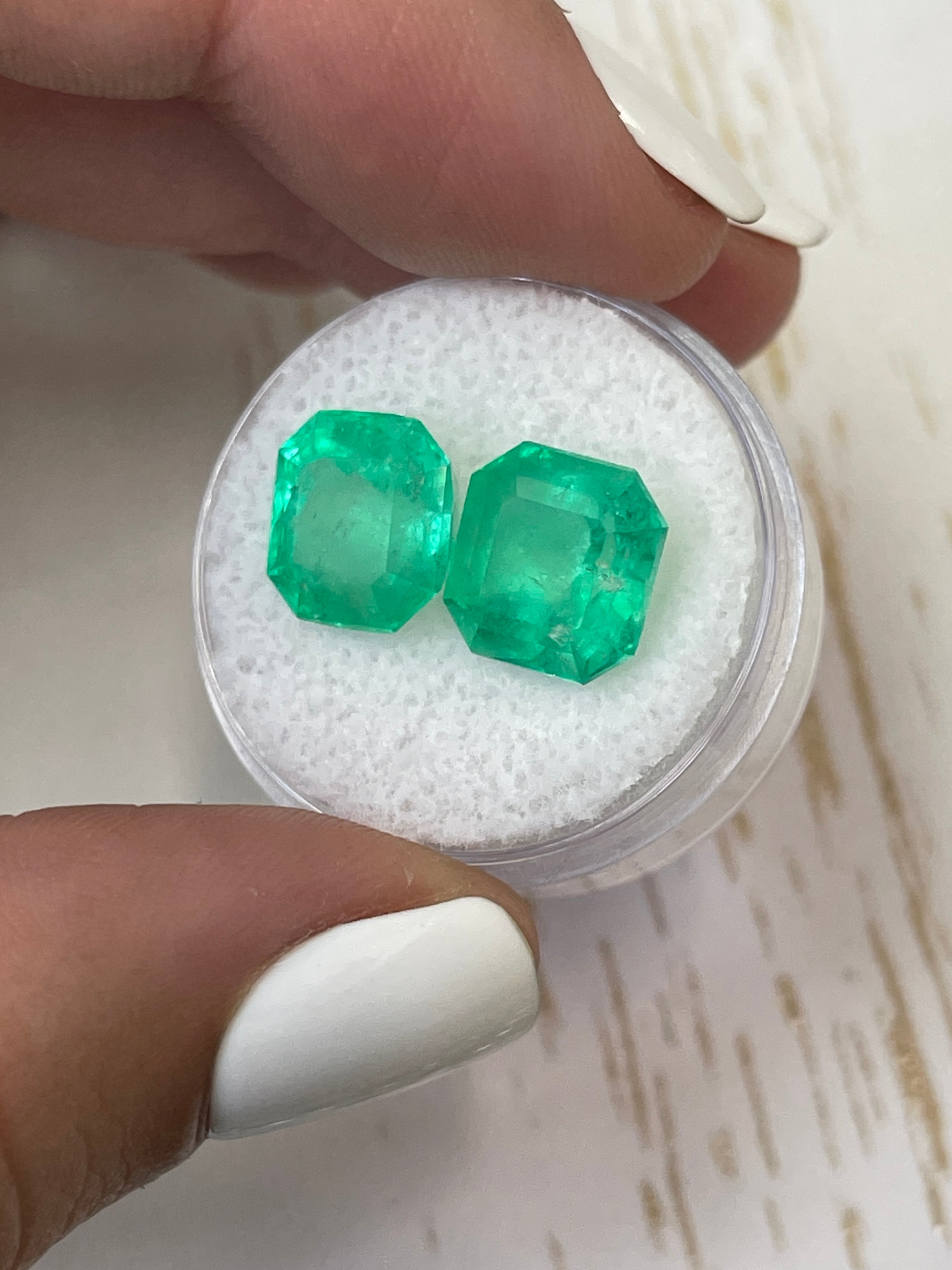 10.02tcw Matching Loose Colombian Emeralds - Asscher Cut 10x10mm Large Natural Gemstones for Jewelry Making, Engagement Rings & Luxury Gifts