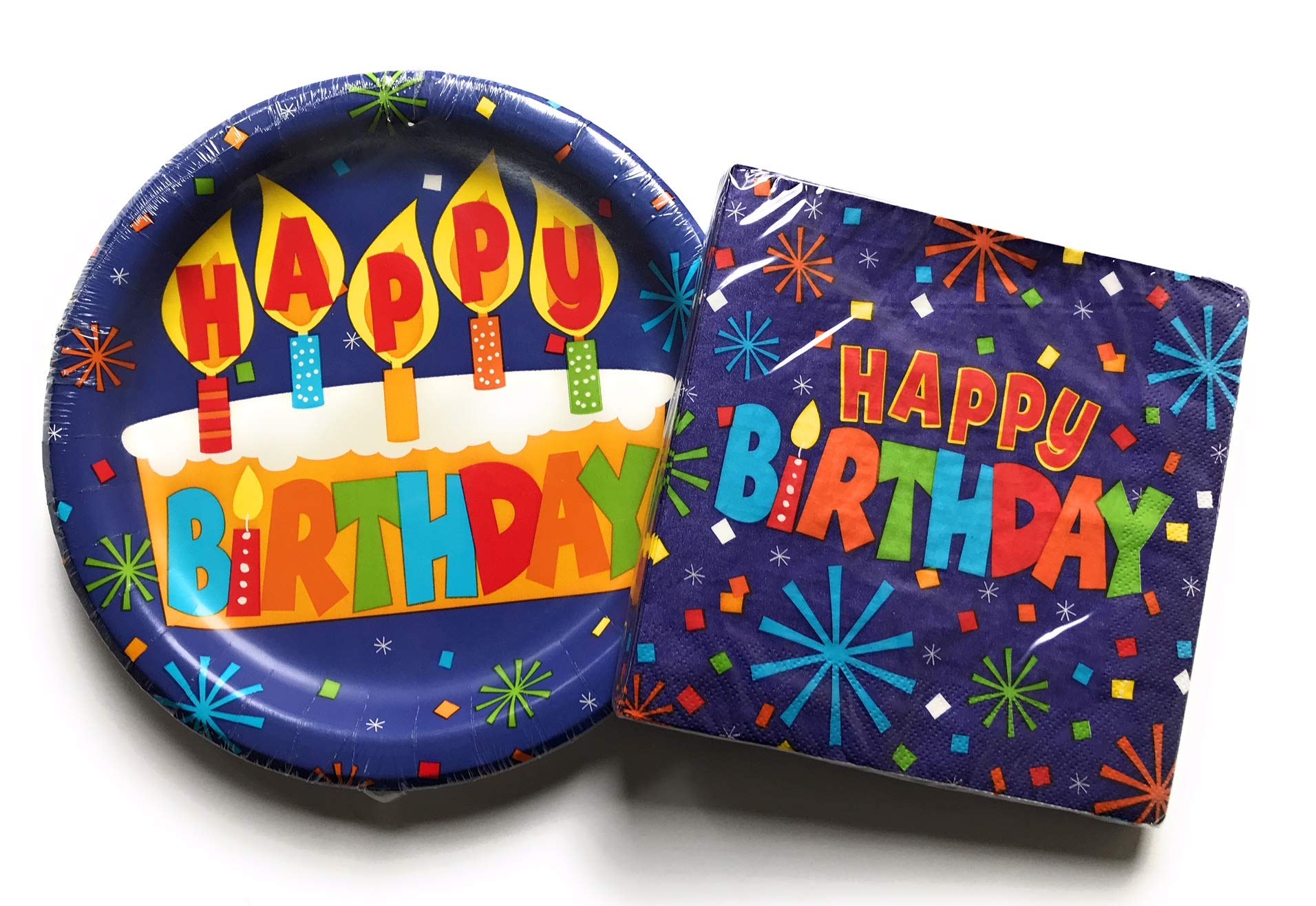 Happy Birthday Party Supplies - Cute Themed Paper Plates & Napkins Set (Multiple Designs & Sizes) - Bulk Value Pack for Birthday Celebrations, Baby Showers & Special Events