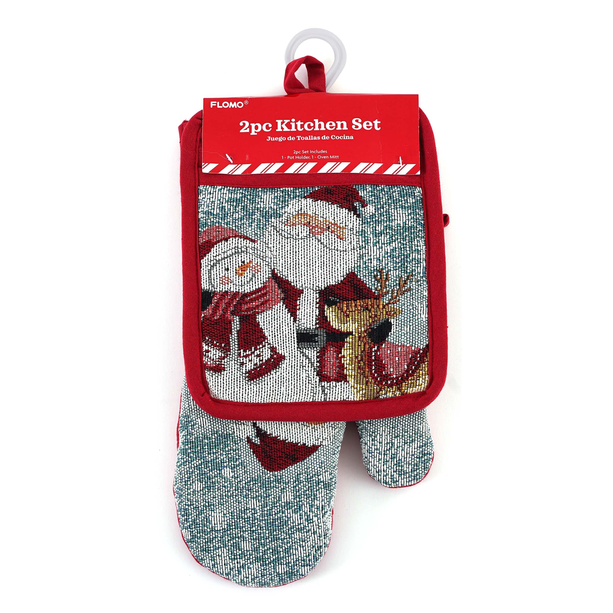 2-Piece Christmas Whimsy Characters Oven Mitt and Pot Holder Set - Holiday Kitchen Safety for Baking & Cooking - Perfect for Christmas Decor & Gift Giving