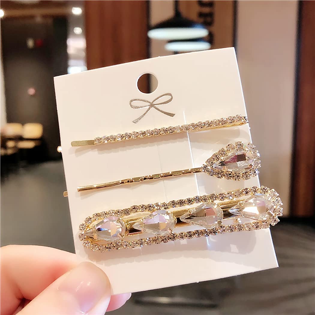Licogel Rhinestone Hair Clips for Women - 3PCS Alloy Duckbill Barrettes, Lightweight Hairpins for Girls & Adults | Perfect for Weddings, Parties & Daily Styling