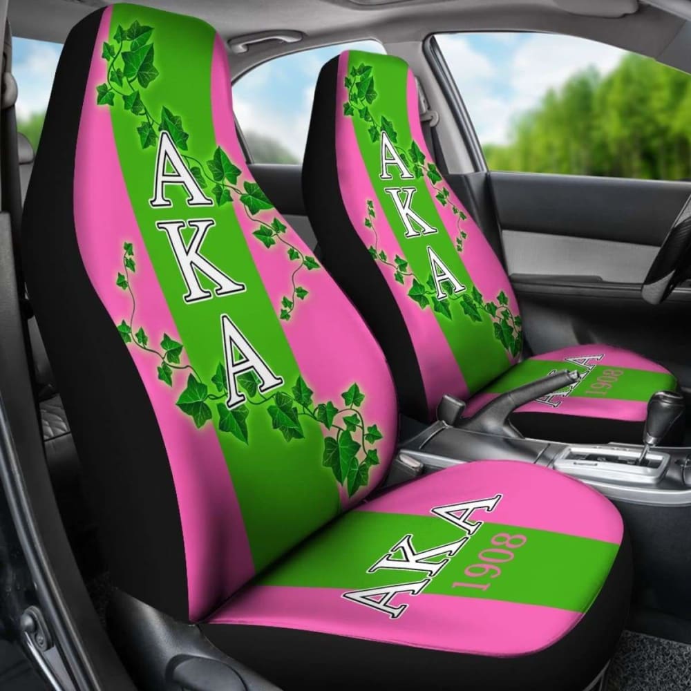 Premium African Print Car Seat Covers - Alpha Kappa Alpha Ivy Leaf Design (105905) - Stylish Protection for Cars, SUVs & Trucks - Perfect for Sorority Events, Road Trips & Daily Commutes