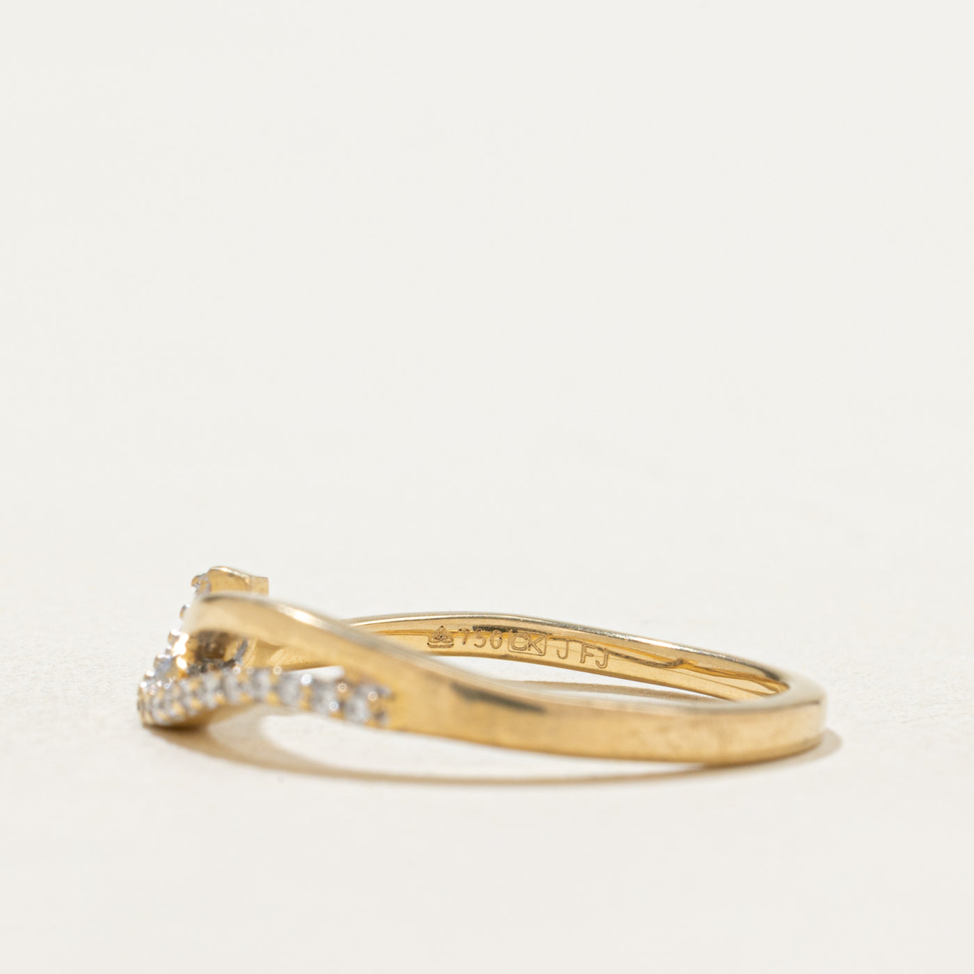 18K Gold Semi Eternity Diamond Crossover Ring - 0.02ctw, Size 5.75 - Elegant Stackable Wedding Band, Anniversary Gift for Her, Perfect for Bridal Jewelry & Special Occasions