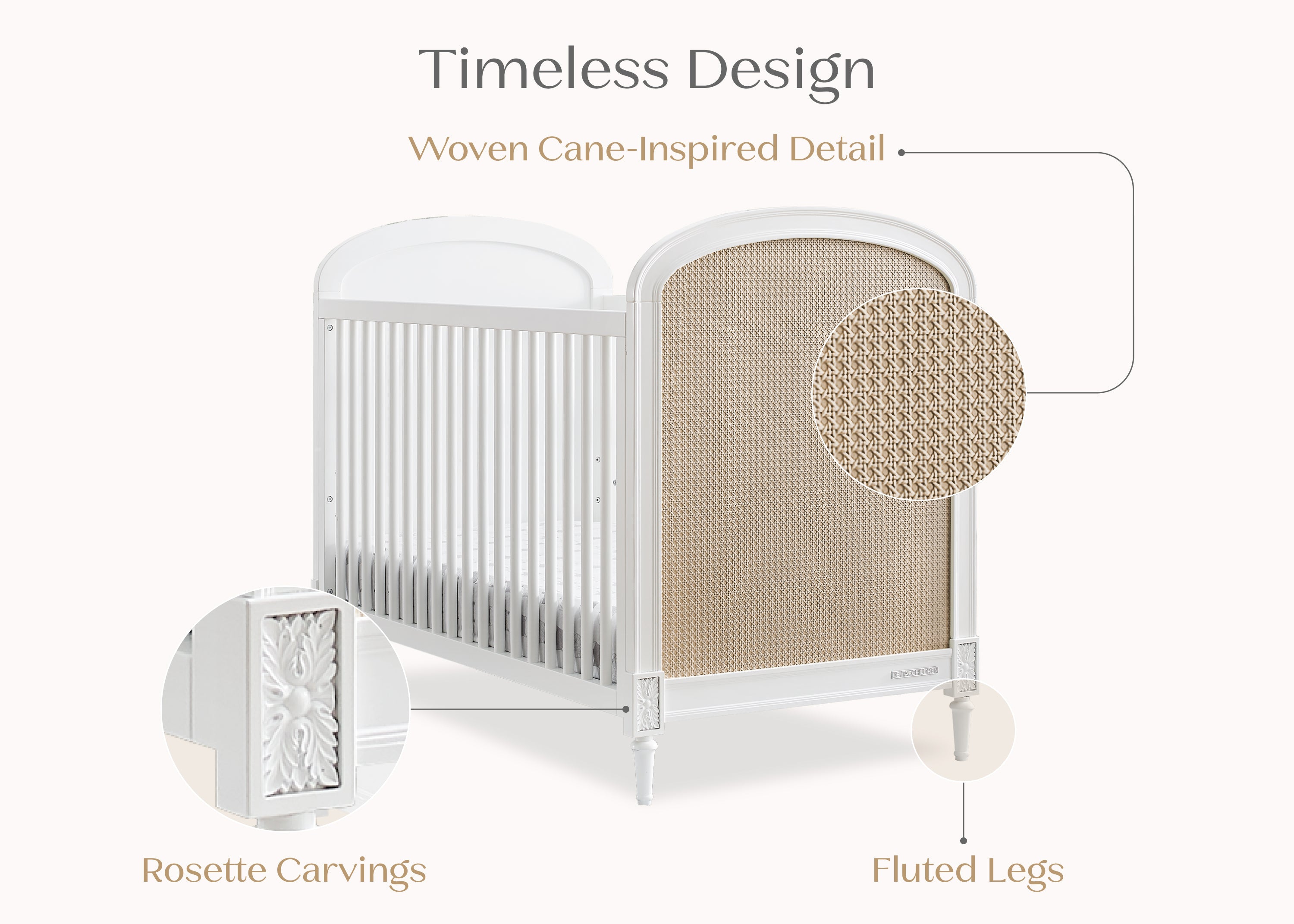 Madeline 4-in-1 Convertible Baby Crib - White Nursery Furniture for Newborn to Toddler Bed | Perfect for Modern Nursery, Bedroom & Daycare