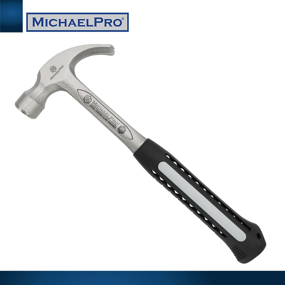 MichaelPro 20oz Solid Steel Rip Claw Hammer - Heavy Duty One Piece Construction with Curved Claw (MP004006) - Perfect for Construction, Woodworking & DIY Home Projects