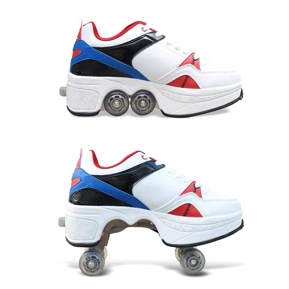 Best Deformation Roller Shoes for Men & Women - Invisible Pulley Skating Shoes with Double-Row Deform Wheels (Size 43) - Perfect for Indoor & Outdoor Sports, Commuting & Fun Activities