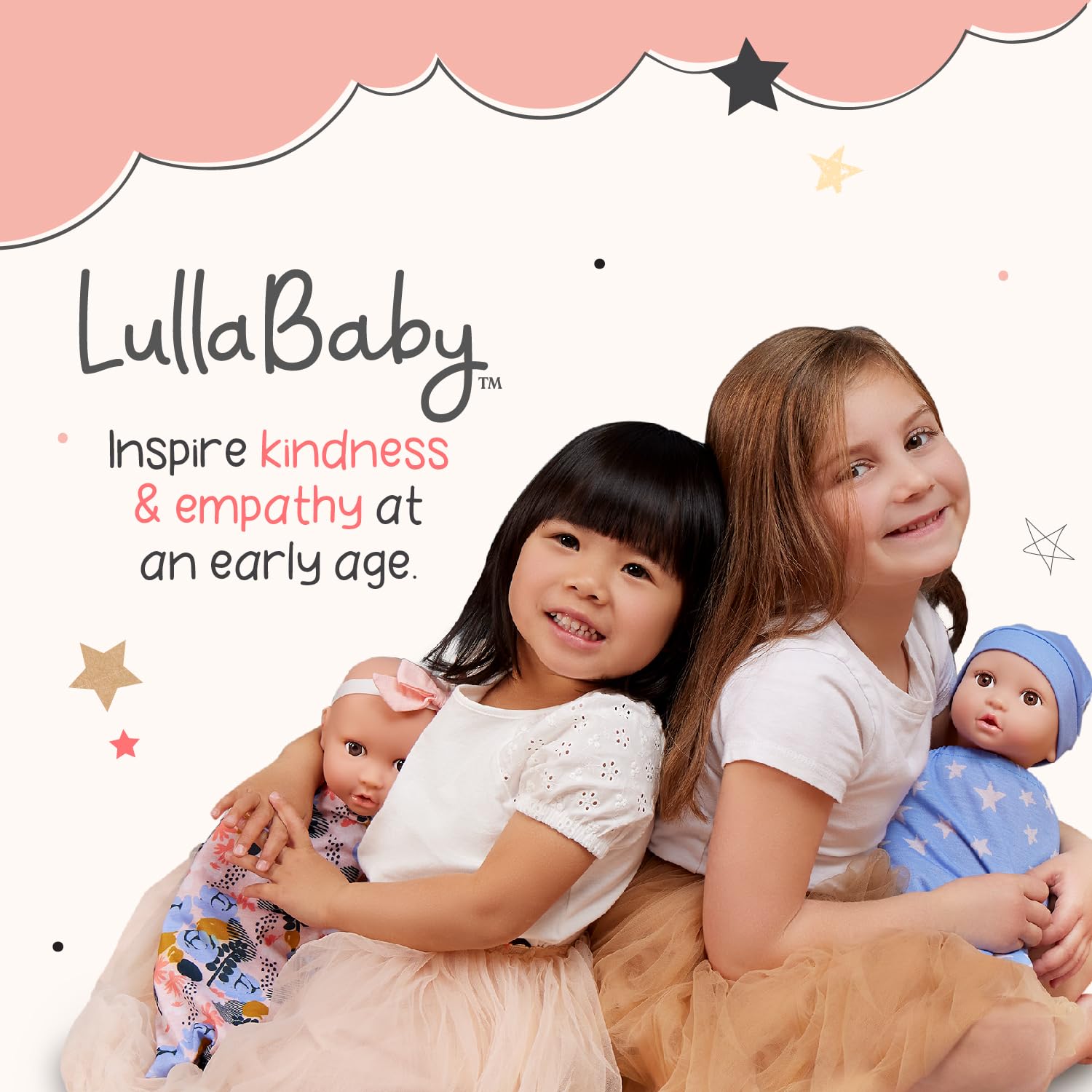 LullaBaby 14-inch Realistic Baby Doll with Soft Body & Removable Outfit - Ivory Hat & Pacifier Accessories - Perfect Gift for Toddlers Ages 2+ (Ivory Polka Dot Pajama) - Great for Role Play, Pretend Play & Early Childhood Development