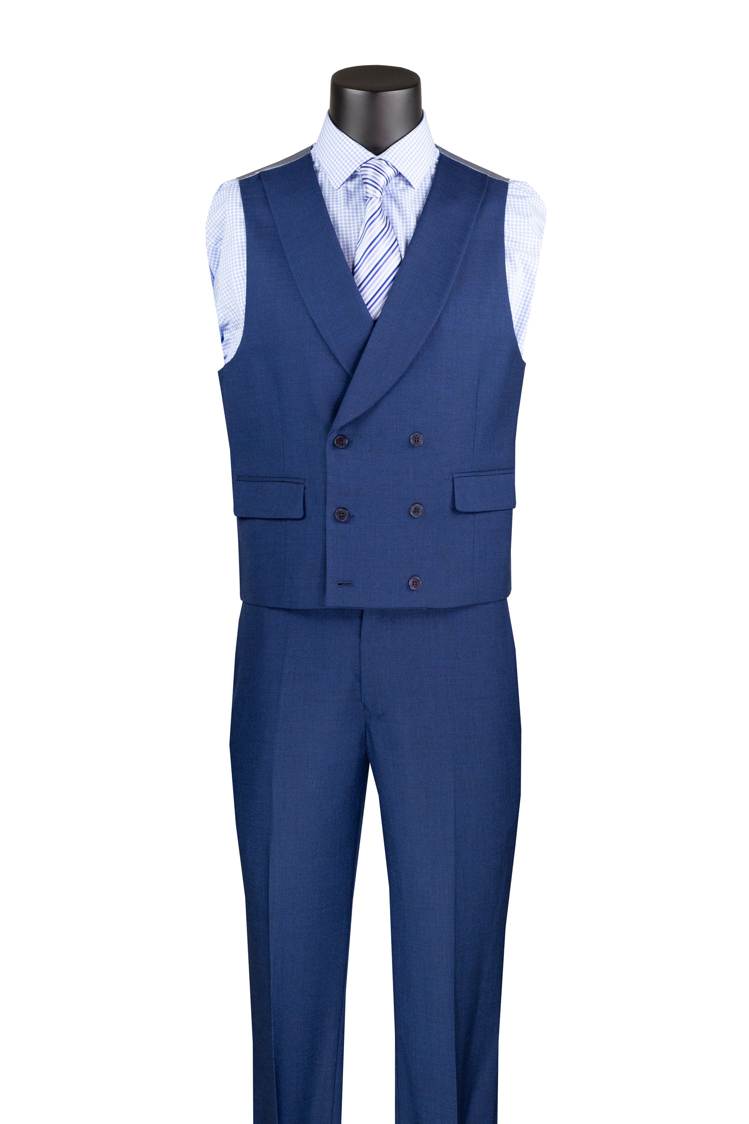 Premium 3-Piece Navy Blue Modern Fit Solid Suit Set for Men | Tessori Collection | Business Formal, Weddings & Special Occasions