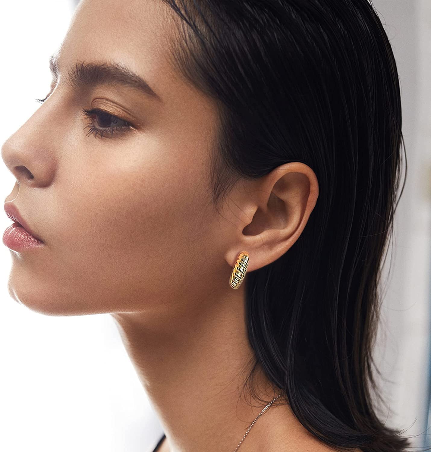 14K Gold Clip On Earrings for Women - 8 Pairs Stud, Dangle & Chunky Hoop Earrings Set (Gold/Silver) | No Piercing Fake Earrings, Twisted Huggie Hoops | Perfect Gift for Teen Girls & Women | Great for Parties, Weddings & Everyday Wear
