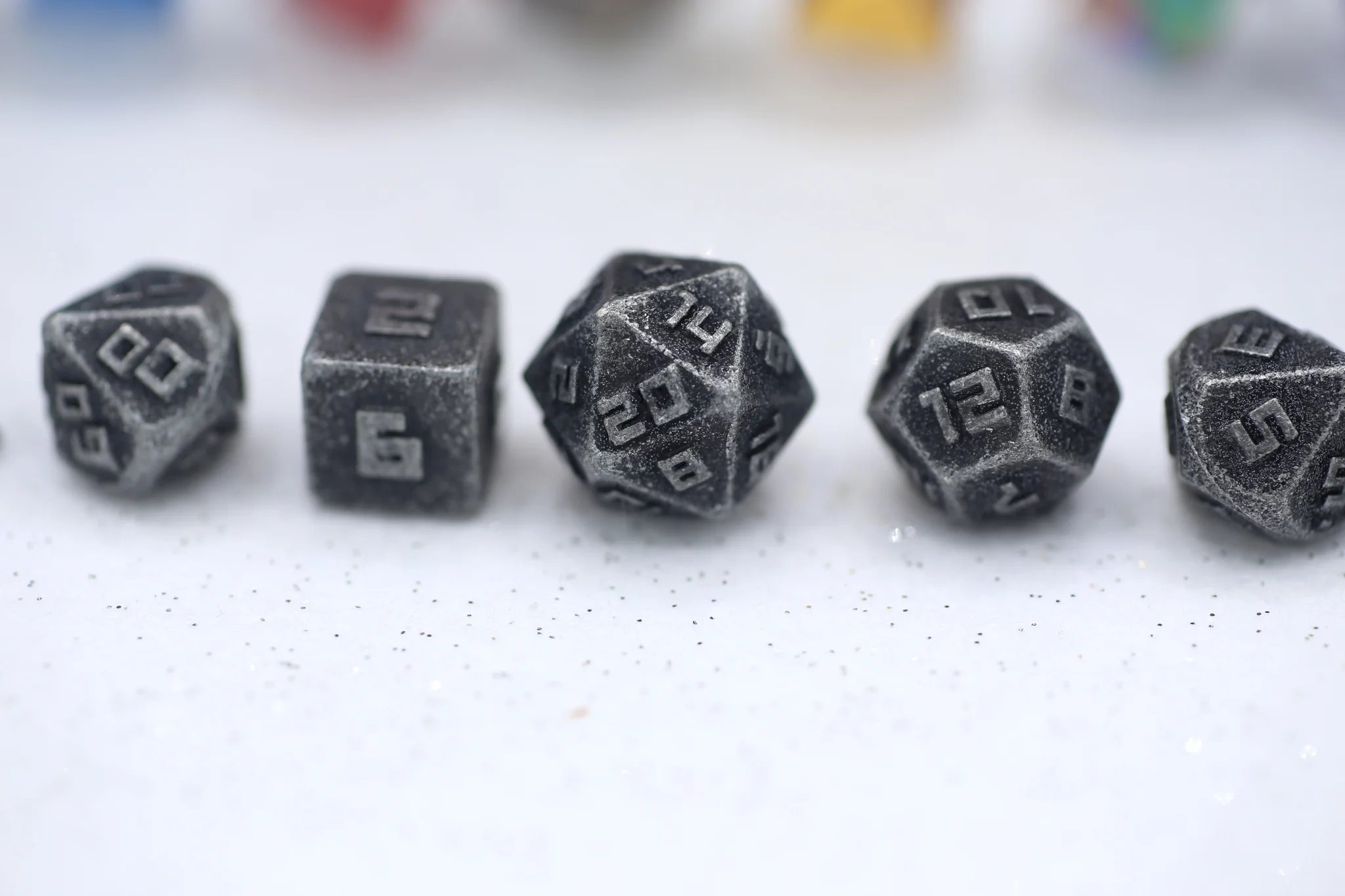 10MM Mini Metal RPG Dice Set - Ancient Silver Finish for Dungeons & Dragons, Pathfinder & Tabletop Gaming