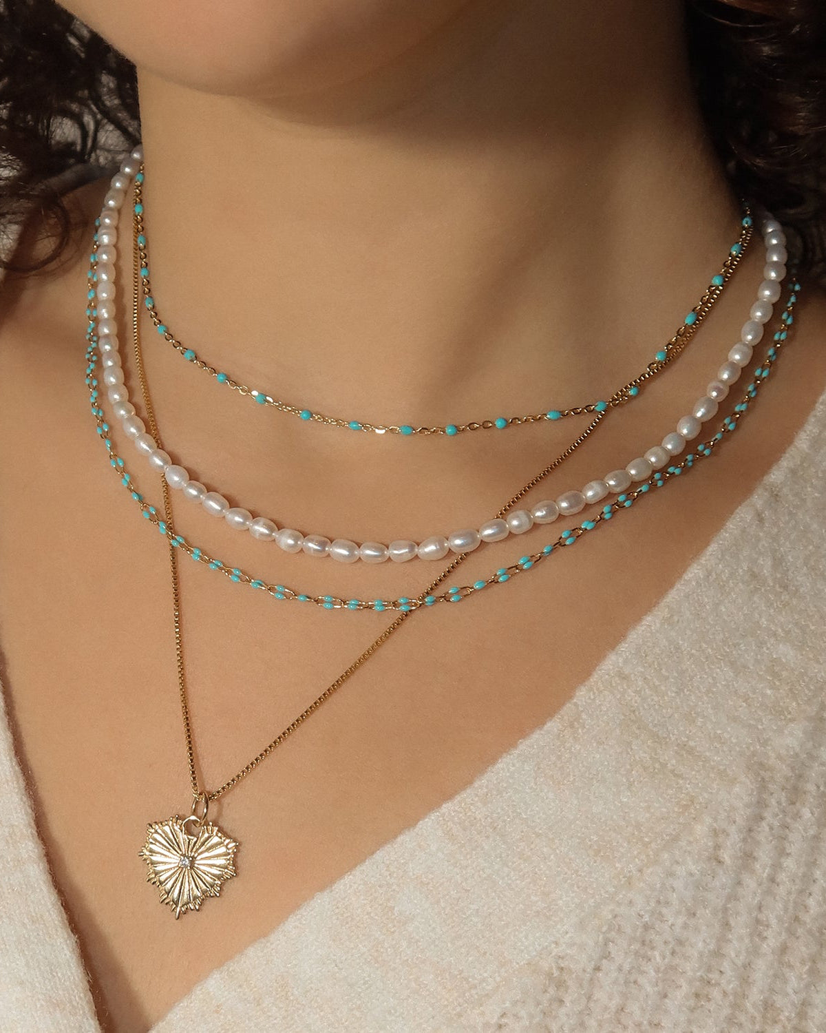 Turquoise Candy Chain Necklace - Dainty Beaded Jewelry for Women, Boho Chic Accessory for Everyday Wear | Perfect for Layering, Gift Giving & Festival Outfits