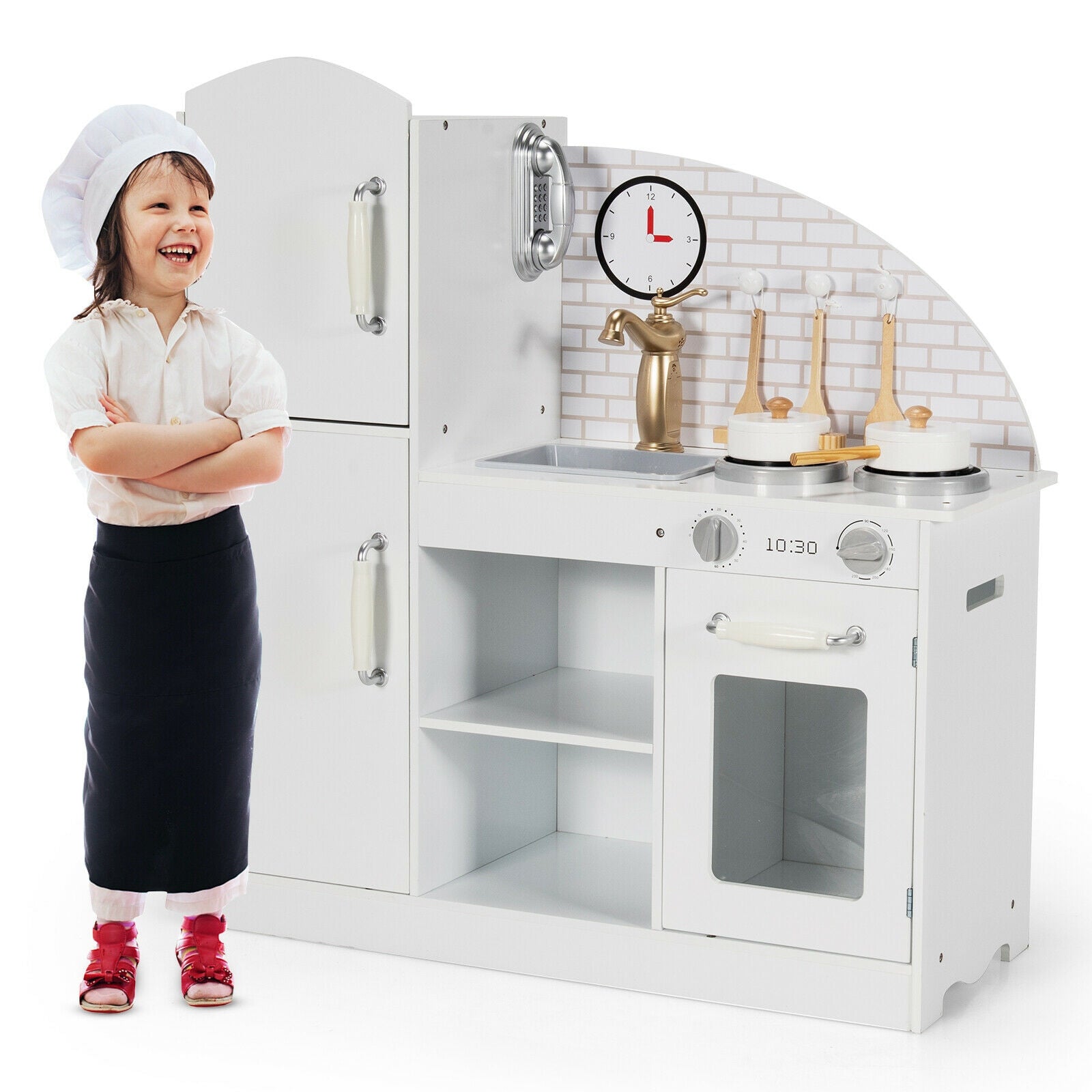 Kids Pretend Play Kitchen Set with Realistic Faucet & Phone - Interactive Cooking Toy for Toddlers & Preschoolers - Perfect for Role Play, Birthday Gifts & Early Learning Development