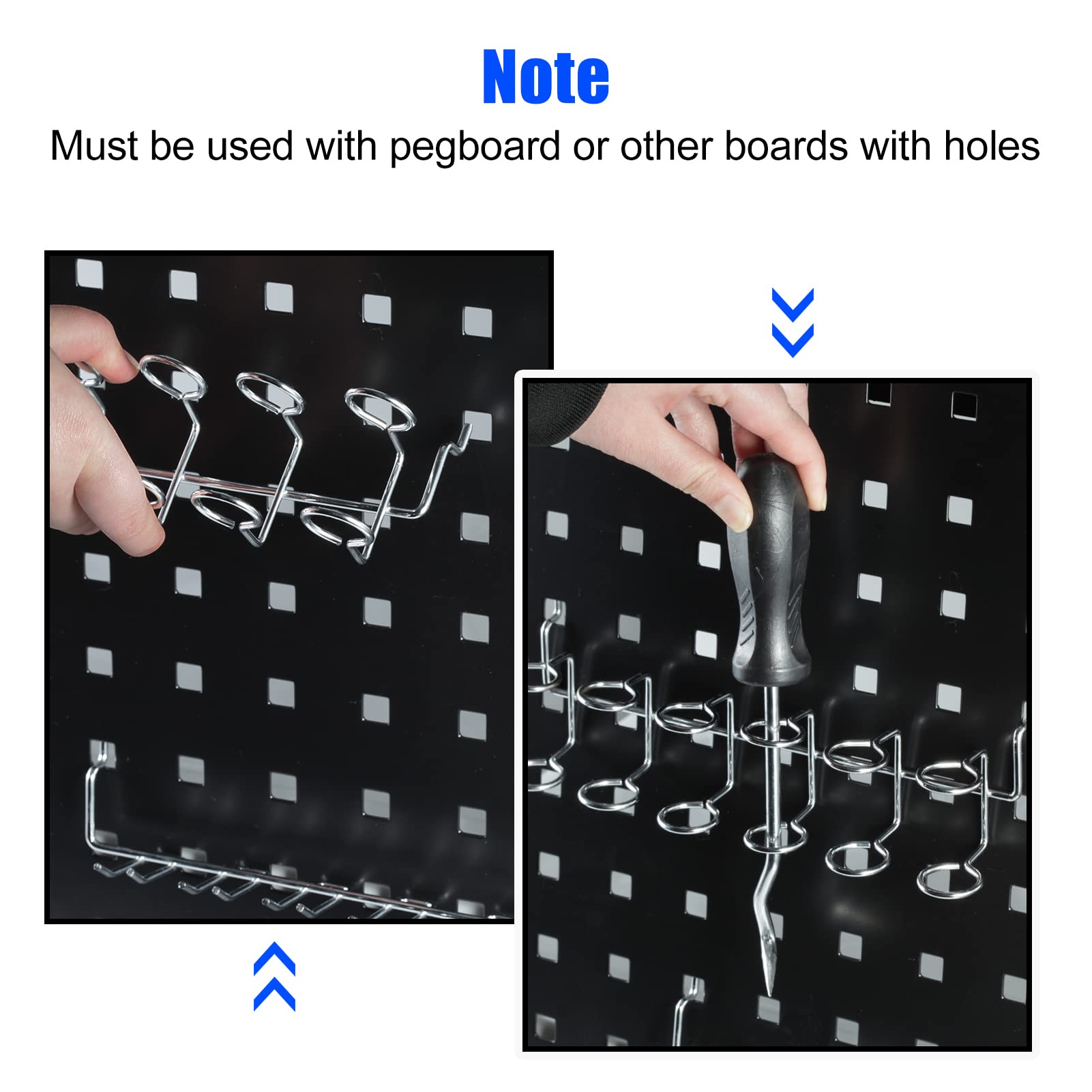 SPEEDWOX 2-Piece Pegboard Screwdriver Holder Set - Multi-Tool Organizer with Double-Ring Hooks for Kitchen, Garage & Workbench - Durable Pegboard Accessories for Tool Storage & Organization