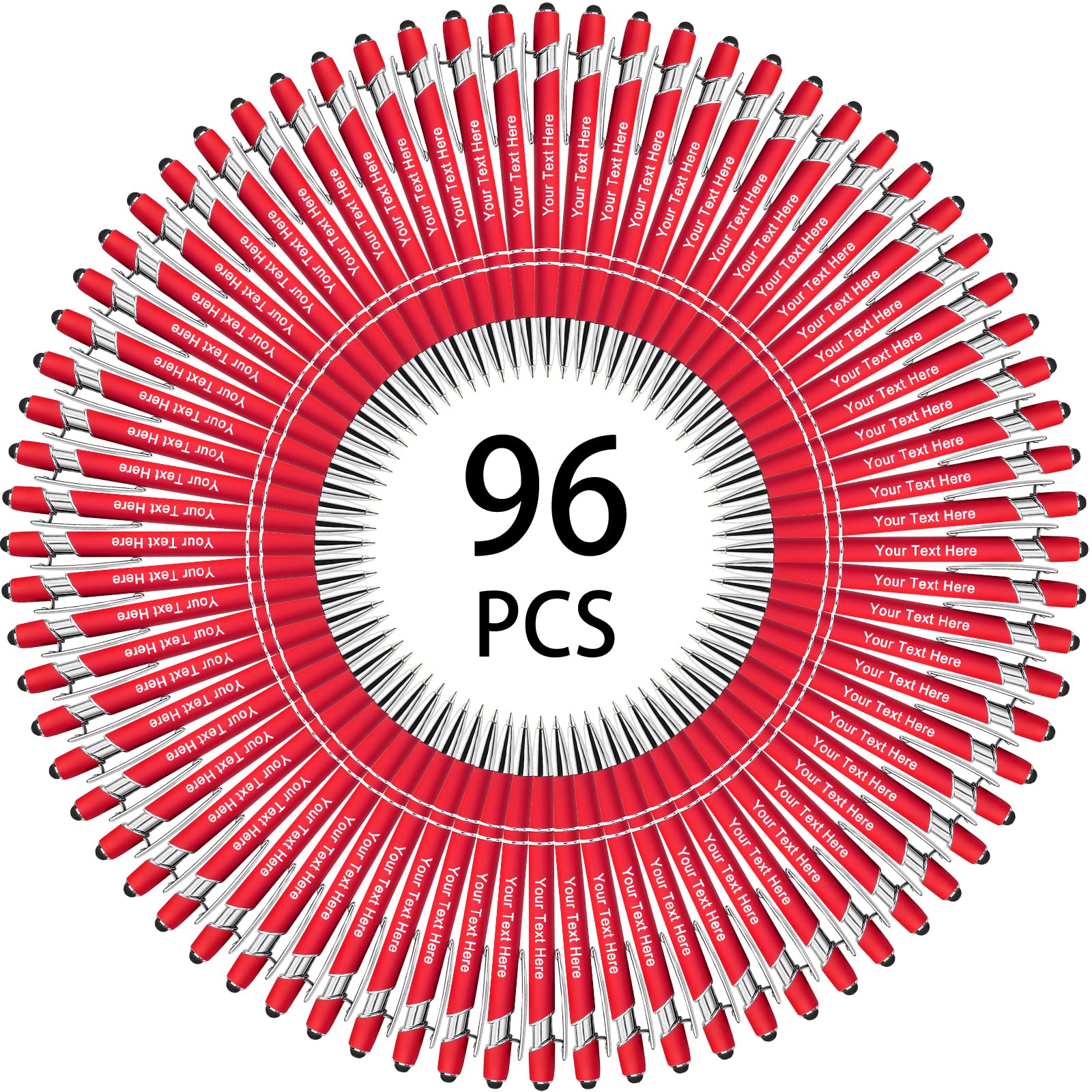 500 Bulk Custom Engraved Ballpoint Pens with Stylus Tip - Retractable Multi-Color Business Pens with Black Ink for Office, Graduation Gifts & Journaling - Personalized Promotional Pens for Signatures & Note-Taking