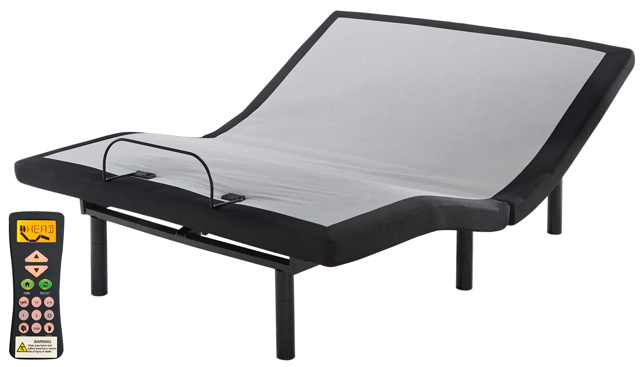 Signature Design by Ashley Adjustable Power Mattress Base with Massage & Remote Control - California King Size - Perfect for Back Pain Relief & Zero Gravity Sleep Position