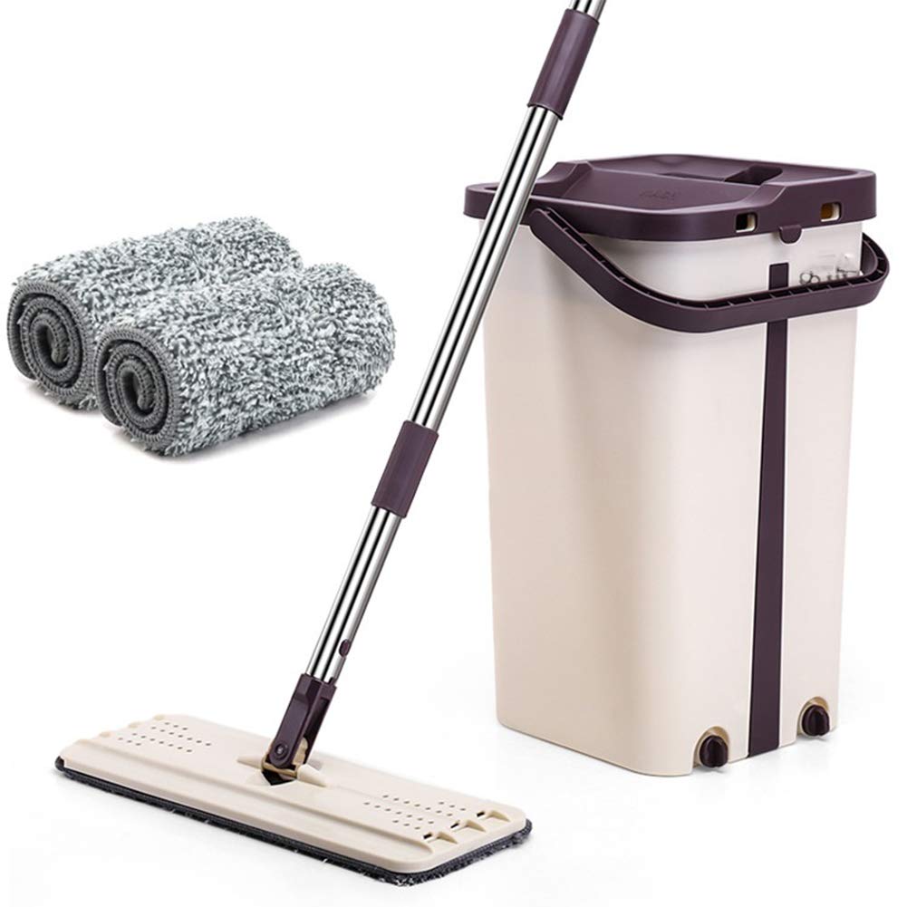 Hands-Free Flat Mop with Extendable Handle - Easy Storage Bucket Included for Effortless Tile & Hard Floor Cleaning - Perfect for Homes, Apartments & Office Spaces