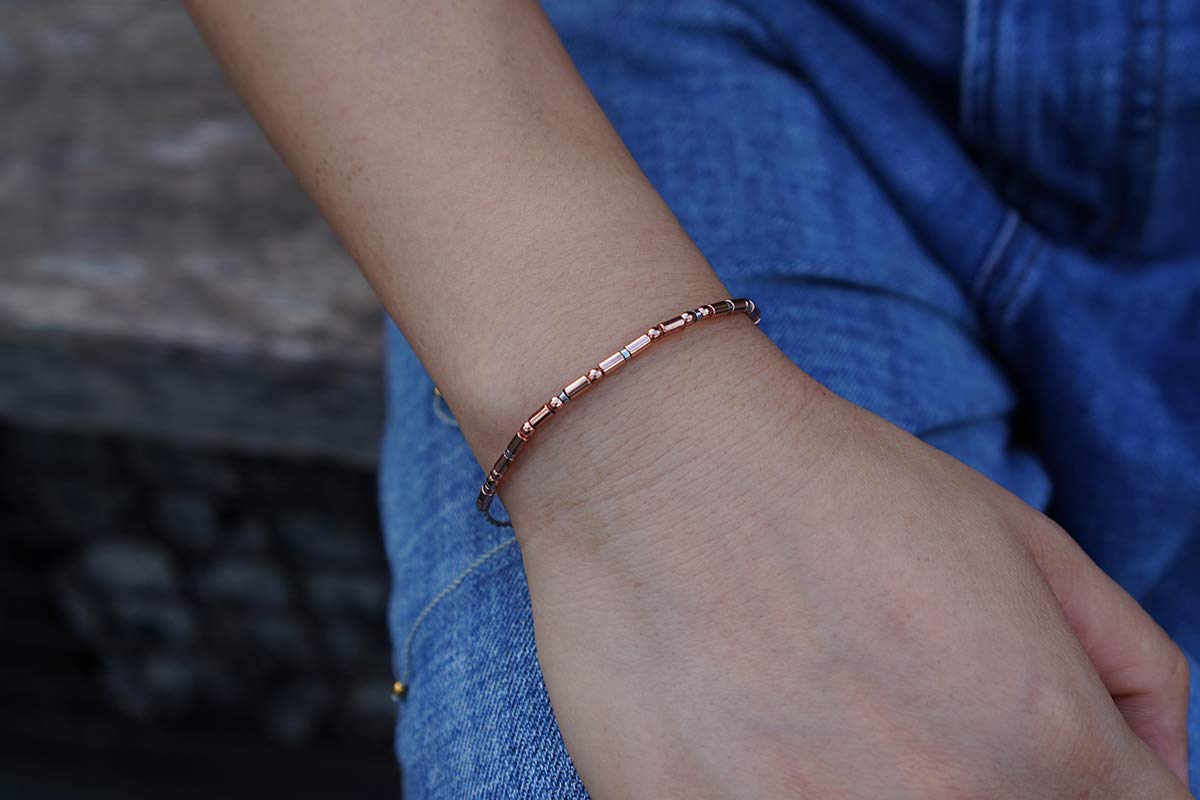RareLove Morse Code Bracelet for Aunt - Rose Gold Beaded Grey String Bracelet, Best Christmas Gift for Women - Perfect for Birthdays, Anniversaries & Special Occasions