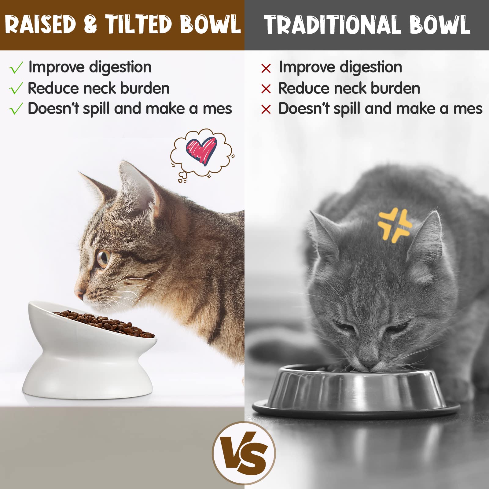 4 Pcs Ceramic Raised Cat Food Bowls - Elevated Tilted Cat Dishes for Whisker Fatigue Relief & Backflow Prevention - Dishwasher & Microwave Safe Pet Food & Water Bowls Set (White) - Perfect for Comfortable Feeding & Healthy Posture