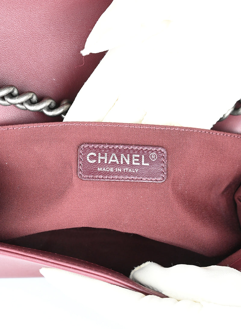 Chanel Burgundy Velvet Boy Bag - Luxury Quilted Shoulder Bag for Women | Perfect for Evening Parties, Weddings & Special Occasions