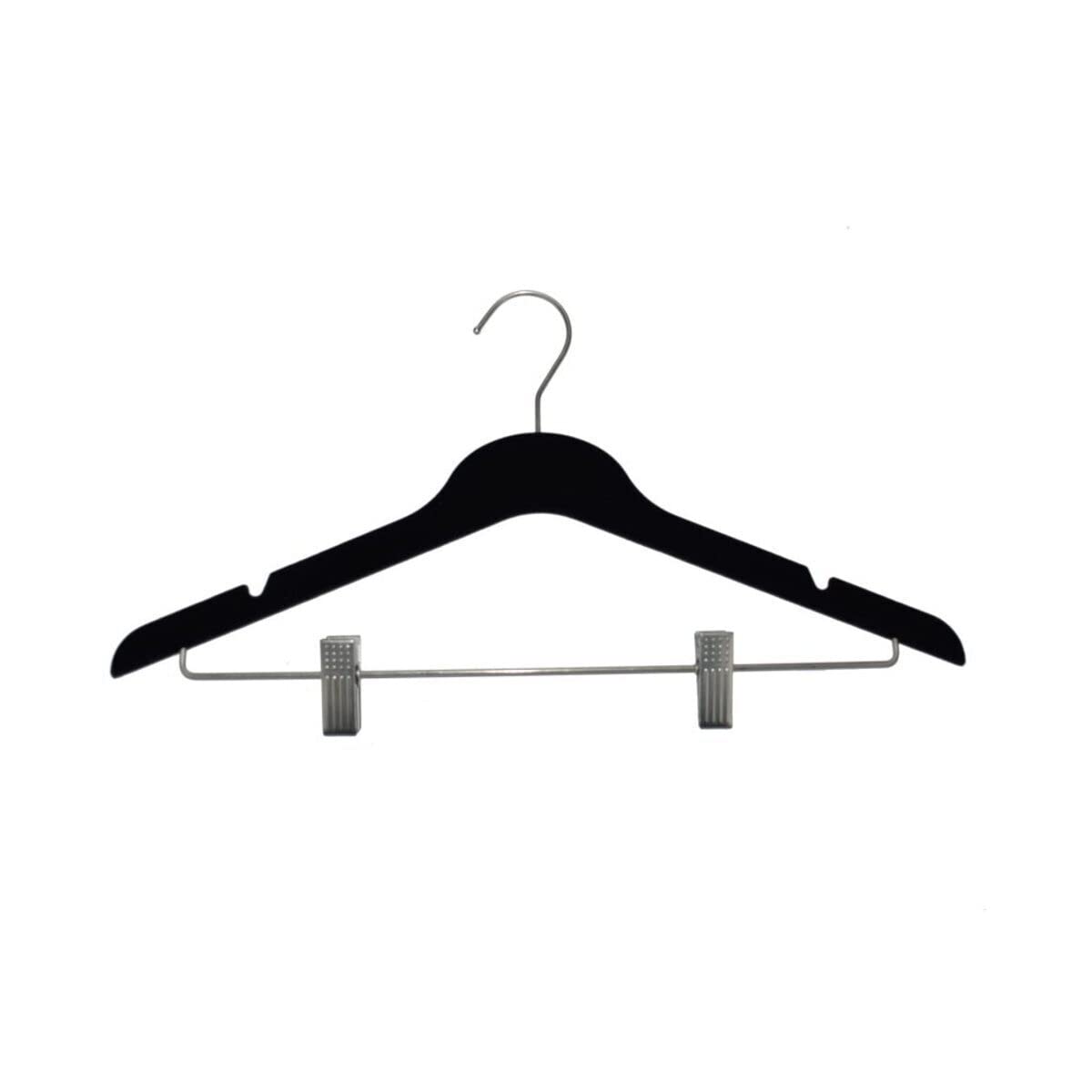 Heavy Duty Slim Plastic Hangers with Clips - Non-Slip Space Saving Clothes Hangers for Pants, Skirts & Coats (76 Pack, Black) - Perfect for Closet Organization & Retail Stores