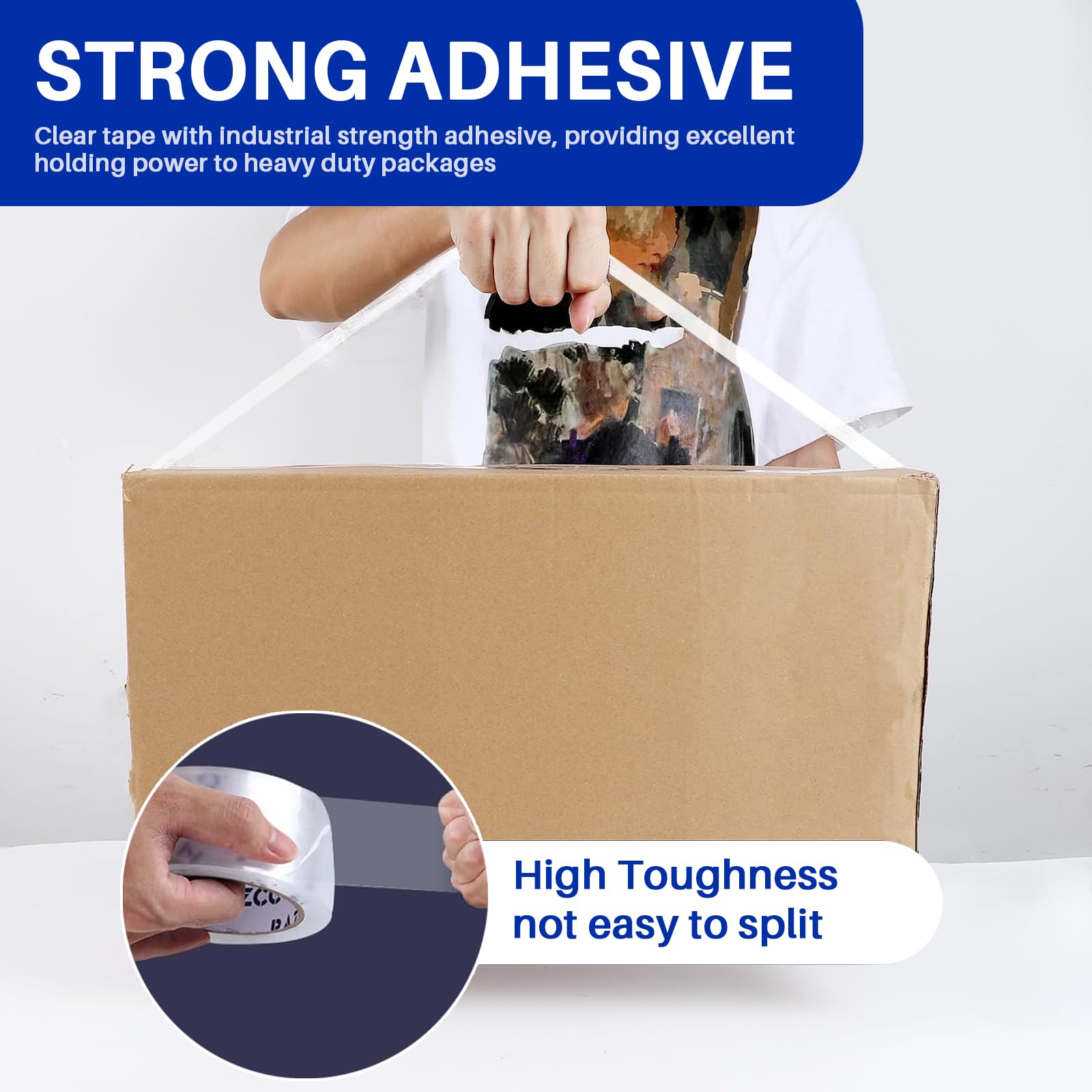 Premium Clear Packing Tape - 18 Rolls Heavy Duty Packaging Tape with Dispensers (2