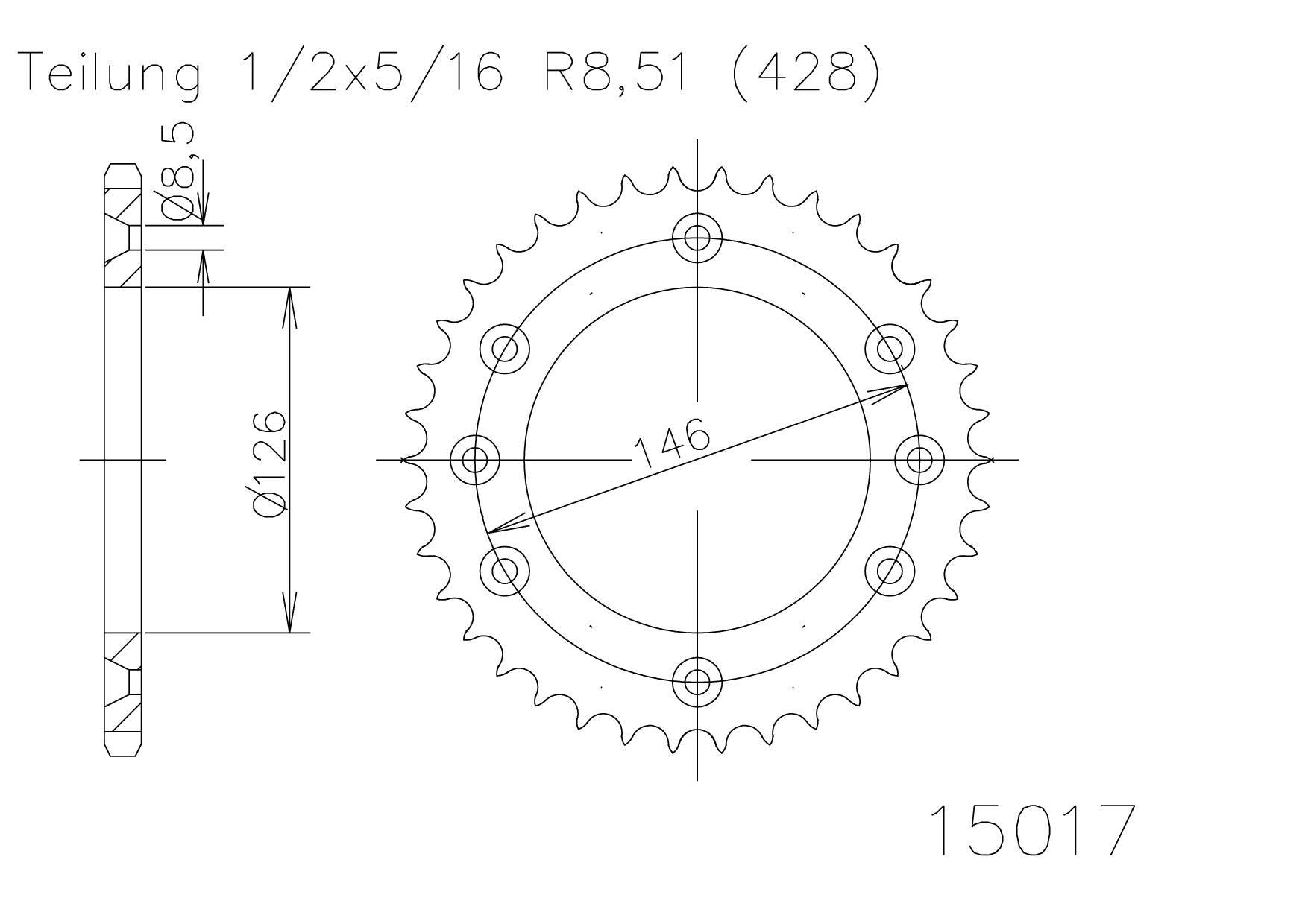 Suzuki DR125 TSX125 LC TS125X TSR125 TS125RK Rear Sprocket - 50 Teeth Replacement Part for Motorcycle & Off-Road Bike Maintenance