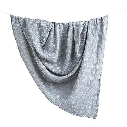 Soft Muslin Swaddle Blanket for Babies - Blue River Dash, 47x47