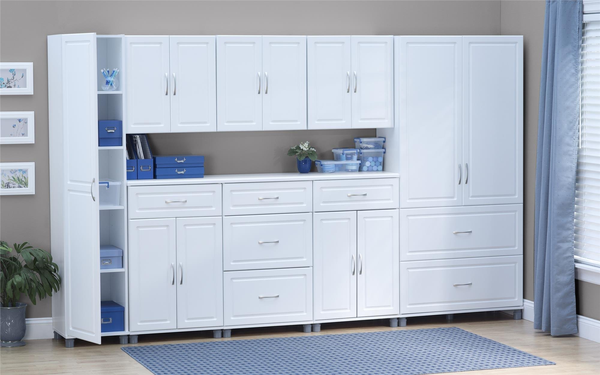 SystemBuild Evolution Kendall 36-Inch Utility Storage Cabinet in White - Perfect for Garage, Basement & Home Organization Storage Solutions