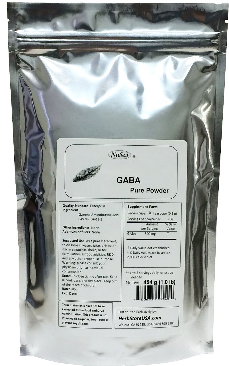 Pure GABA Gamma Aminobutyric Acid Powder 454g (1lb) - Natural Stress Relief & Sleep Aid Supplement for Relaxation & Anxiety Support