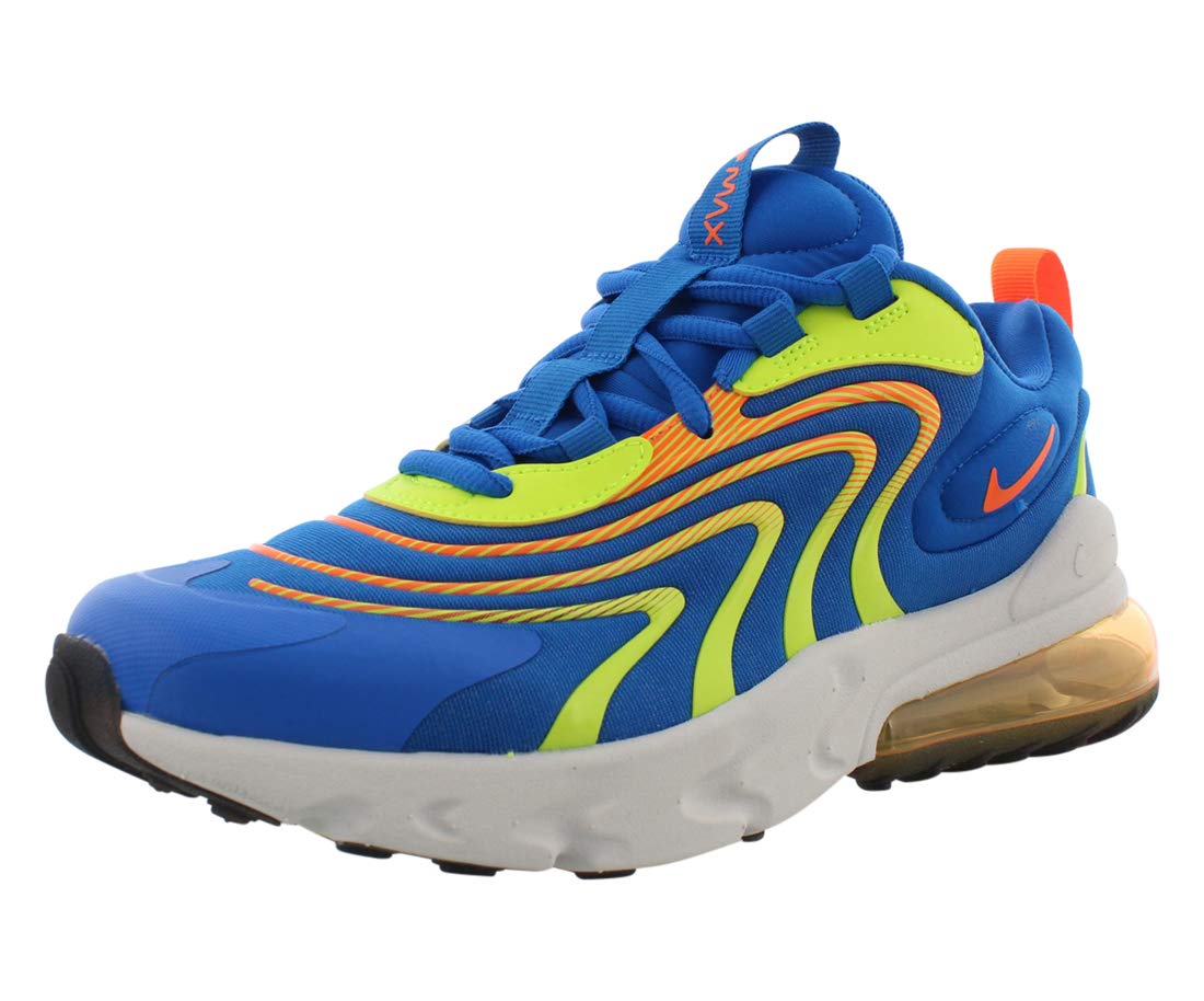 Nike Air Max 270 React Boys Running Shoes - Size 4.5 Youth - Total Orange/Volt/Blue/White - Lightweight & Cushioned for Sports, School & Everyday Wear