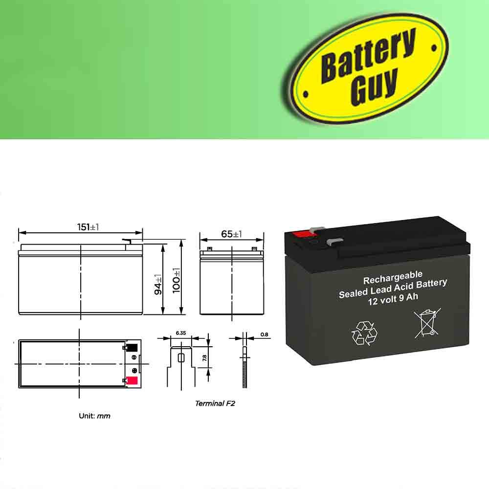 BatteryGuy 12V 9Ah SLA Replacement Battery - 5115 1400 VA Equivalent (Rechargeable, High Rate) - Pack of 3 - Perfect for UPS Backup, Emergency Lighting & Security Systems
