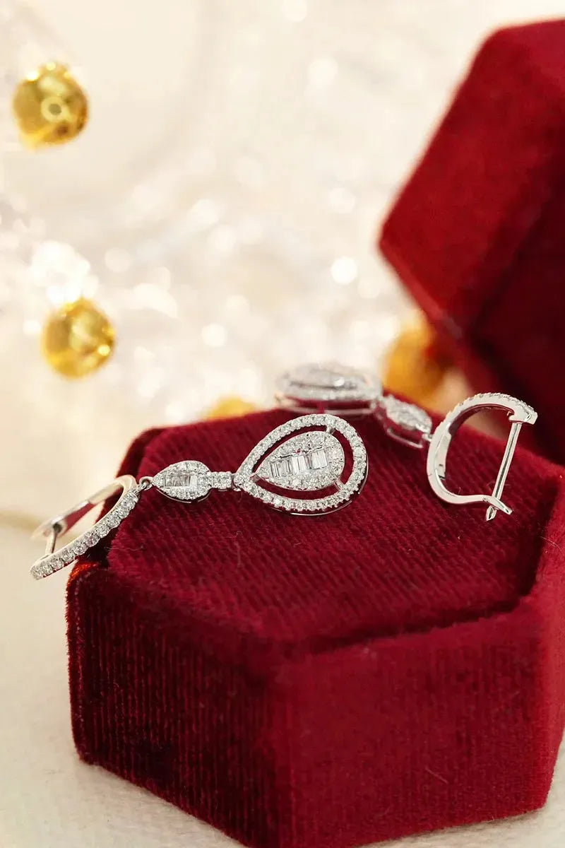 18K White Gold Diamond Drop Earrings for Women - 0.74ct Natural Diamond Luxury Jewelry | Elegant Party, Wedding & Evening Wear Accessories