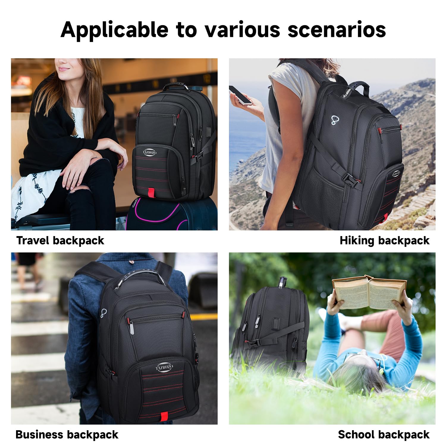 18.4 Inch Large Travel Laptop Backpack for Men, 55L Water Resistant TSA Approved Business Work College School Computer Bag with USB Port - Perfect for Commuting, Travel, and Daily Use