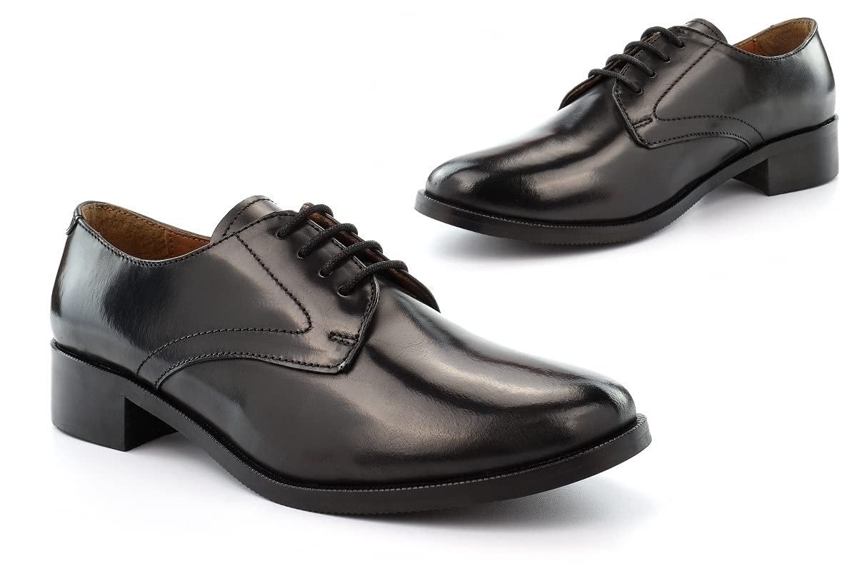 Girls Genuine Leather School Shoes - Women's Black Leather Cadet & Work Shoes for Professional & Casual Wear | Perfect for Office, School & Formal Events
