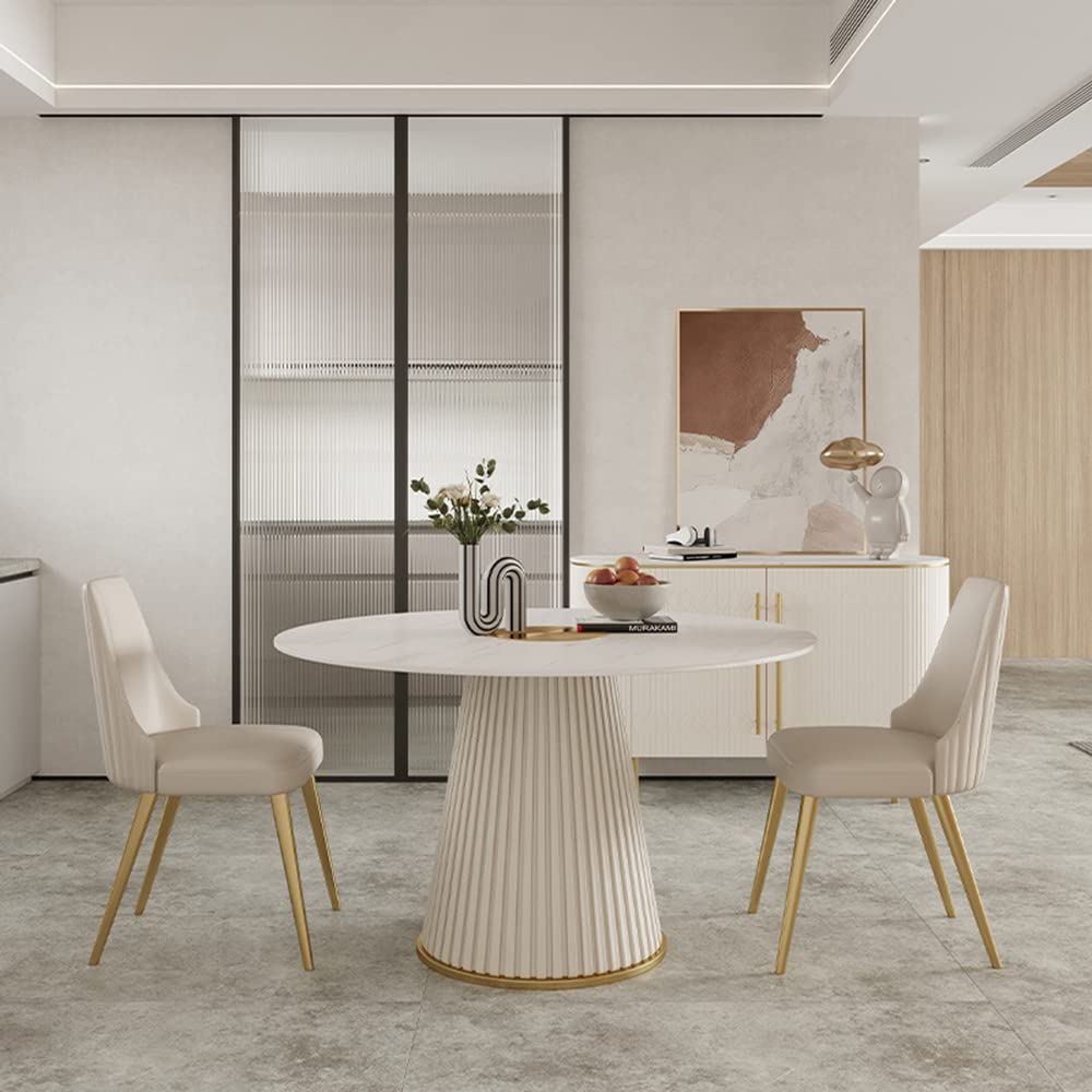 Nordic Style Sintered Stone Round Dining Table - 39.3