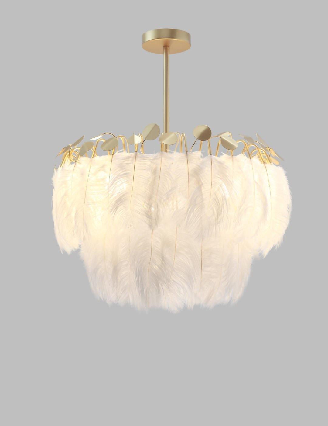 Feather Pendant Lamp - Handmade Bohemian Style Ceiling Light Fixture for Living Room, Bedroom, Dining Room & Kitchen Decor