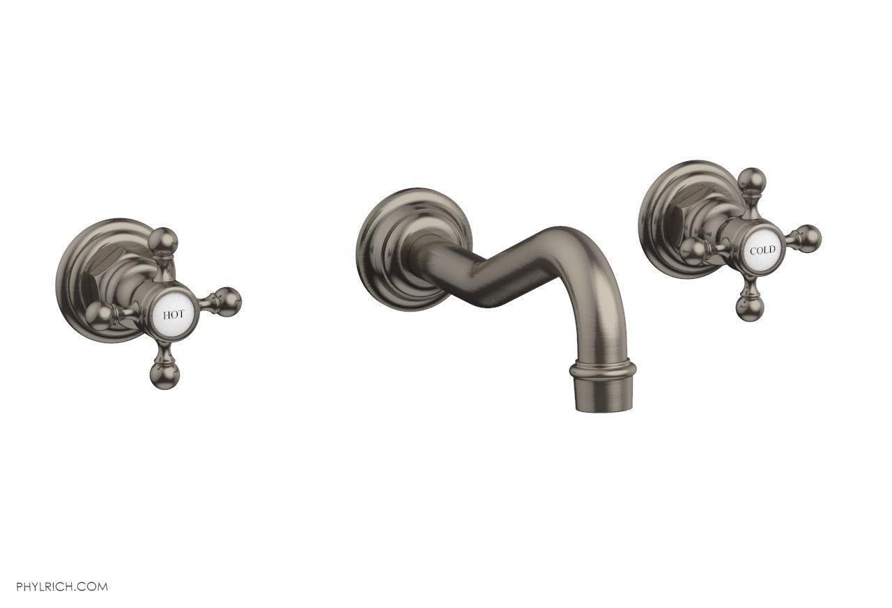 HENRI Wall-Mounted Lavatory Faucet Set with Cross Handles - 161 11 - Perfect for Bathroom Sink, Powder Room, and Guest Bath Installation