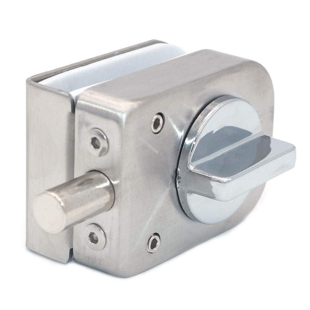 2 Pack NUZAMAS 304 Stainless Steel Glass Door Locks - Floor Latch Lock & Bolt Ground Lock for Bathroom, Toilet & Shop Frameless Glass Doors (Square Design) - Secure Privacy for Home, Office & Commercial Spaces
