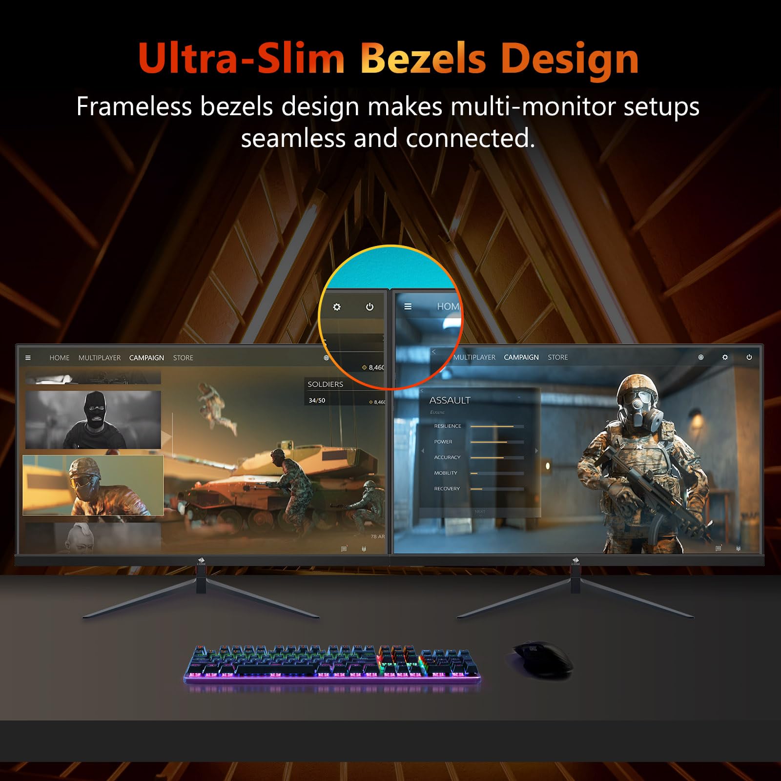 Z-Edge UG25I 24.5 Inch FHD 1920x1080 240Hz Gaming Monitor with 1ms Response Time, AMD FreeSync Premium, Frameless LED Display, HDMI & DisplayPort - Perfect for Esports, Competitive Gaming & Home Office Setup
