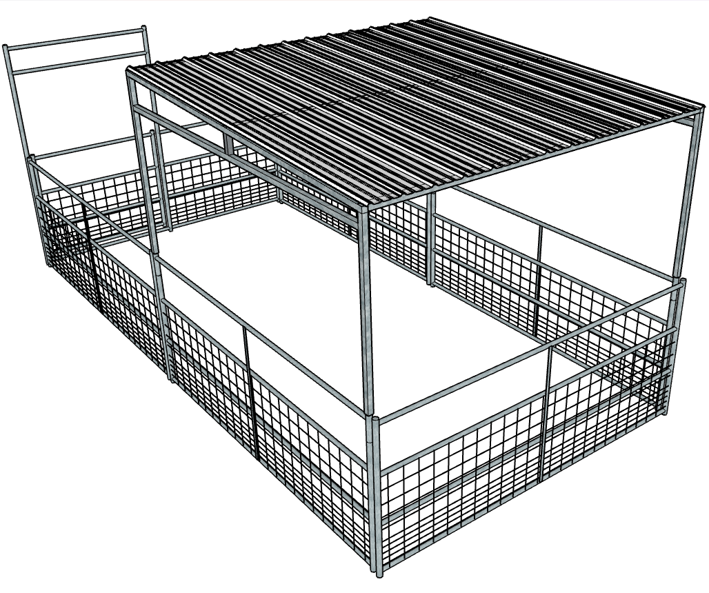 10 Ft x 20 Ft Galvanized Steel 4-Rail Horse Stall Kit with Mesh Panels & Roof - Durable Stable Shelter for Horses, Livestock & Farm Animals - Perfect for Pastures, Barns & Outdoor Animal Enclosures