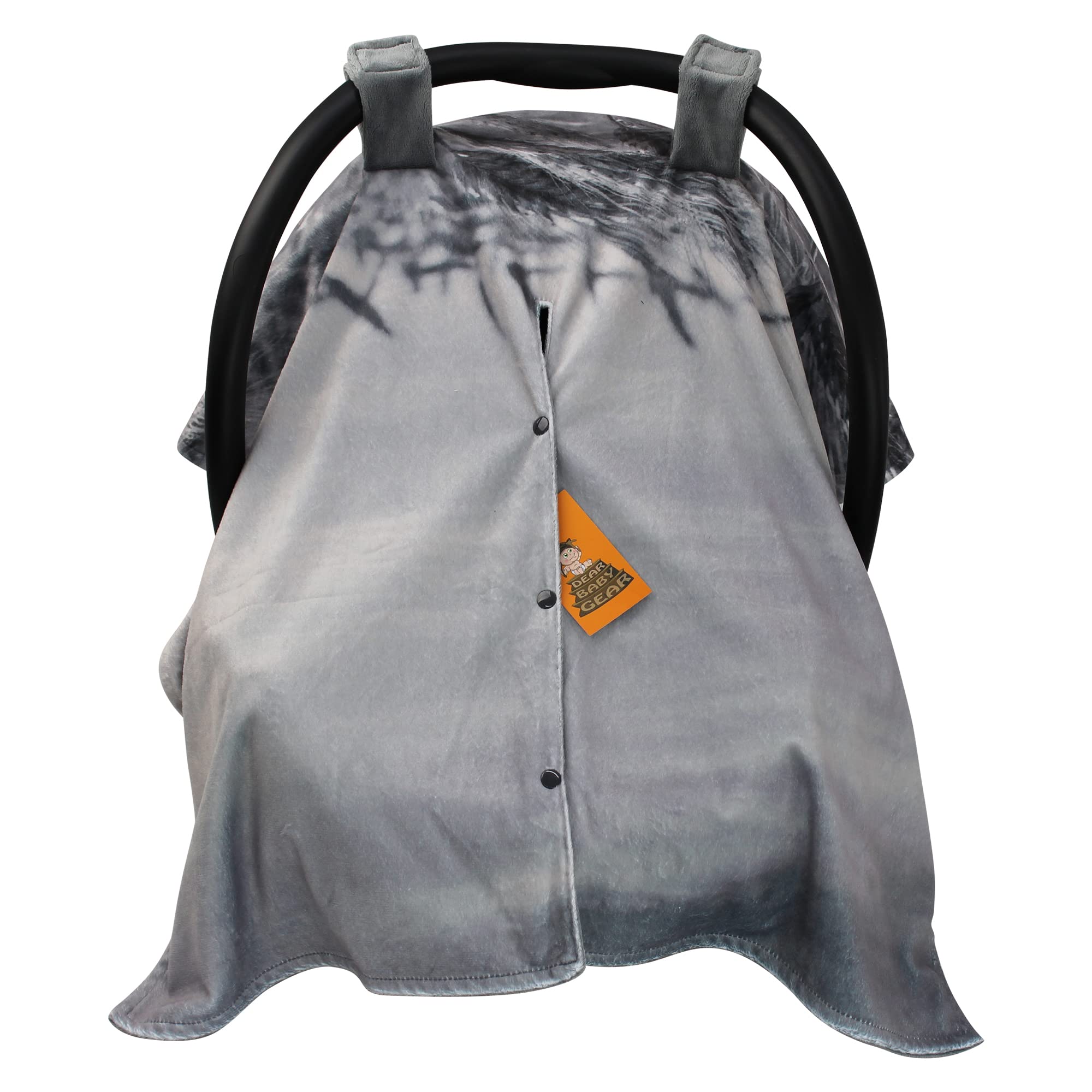 Dear Baby Gear Blue Baby Car Seat Canopy with Snap Button Opening - Newborn Car Seat Cover & Nursing Cover - 40