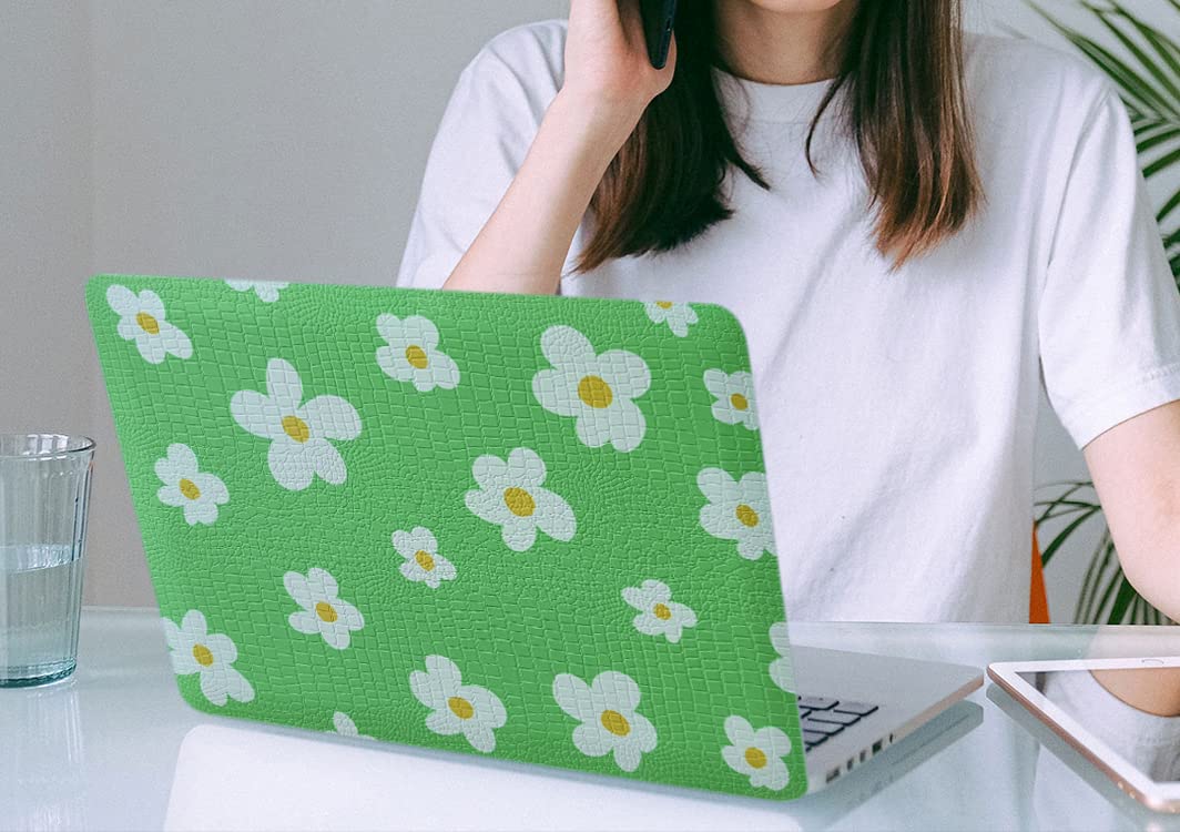 KSK KAISHEK Protective Case for MacBook Air 13 inch (2018-2020 Release) - Compatible with A2337 M1, A2179, A1932 Models | Durable Plastic Crocodile Pattern Cover with Keyboard Protector in Green & Floral Design | Perfect for Work, School & Travel