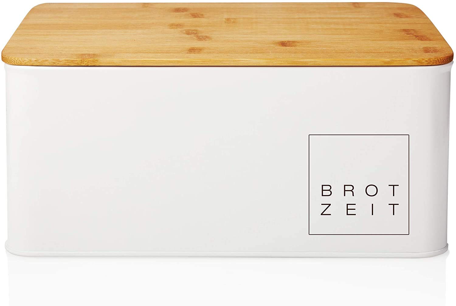 Lumaland Farmhouse Bread Box - Vintage Style Metal Bread Storage with Bamboo Lid & Cutting Board - Rustic Kitchen Counter Decor for Bread, Pastries & Baked Goods - 12” x 9.2