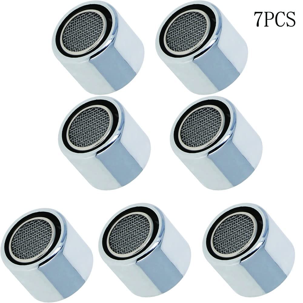 19.3mm Faucet Aerators - High Flow Water Saving Faucet Flow Restrictor Replacement Parts - 7PCS Sink Aerator Kit for Bathroom, Kitchen & RV Use - Reduce Splash & Save Water with Durable Brass Insert Aerators