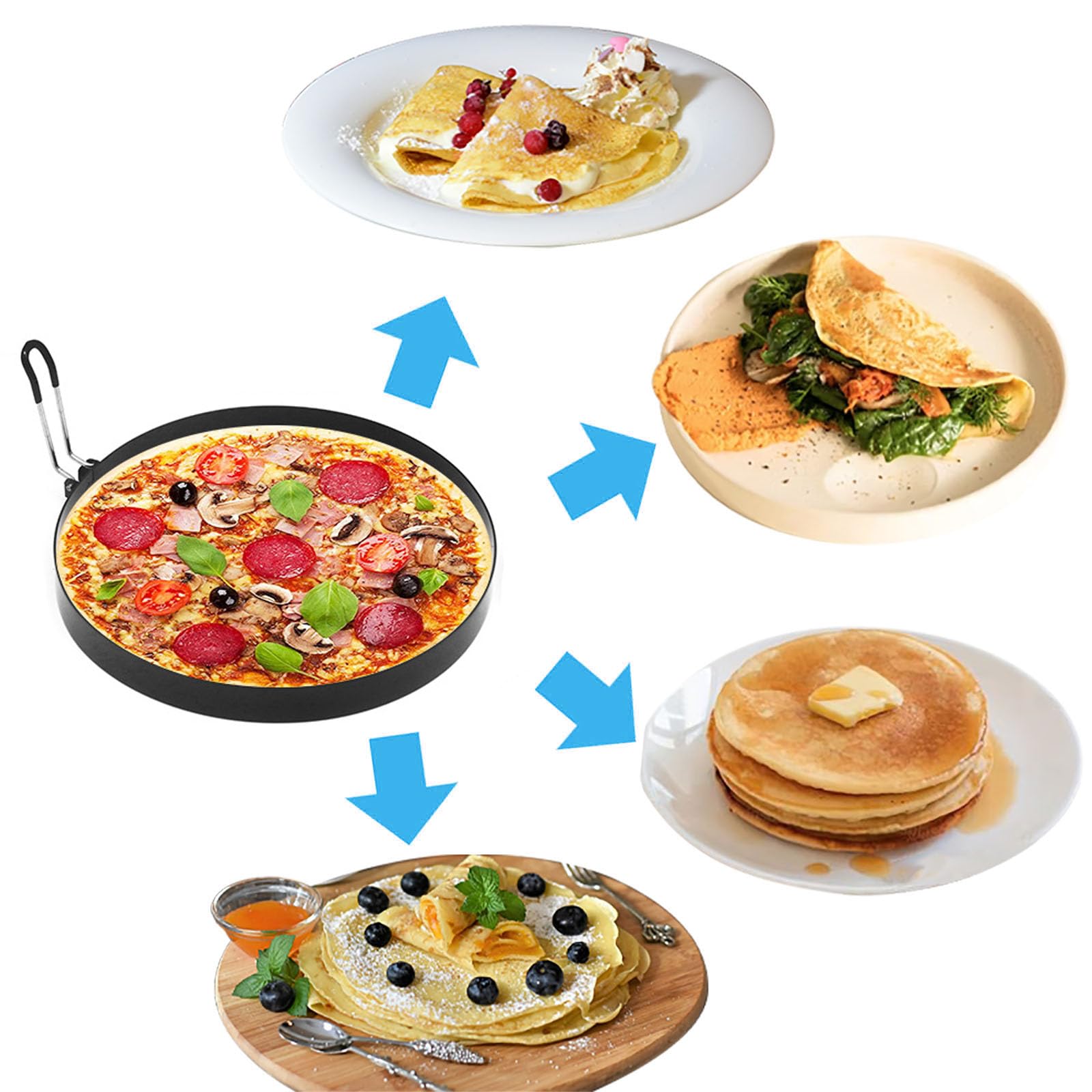 2 Pack Stainless Steel 8 Inch Pancake Mold Rings - Large Omelette Maker for Griddle, Perfect for Round Pancakes, Eggs & Muffins - Heat-Resistant Handle for Safe Breakfast Cooking - Ideal for Home Kitchen, Camping & Brunch Parties