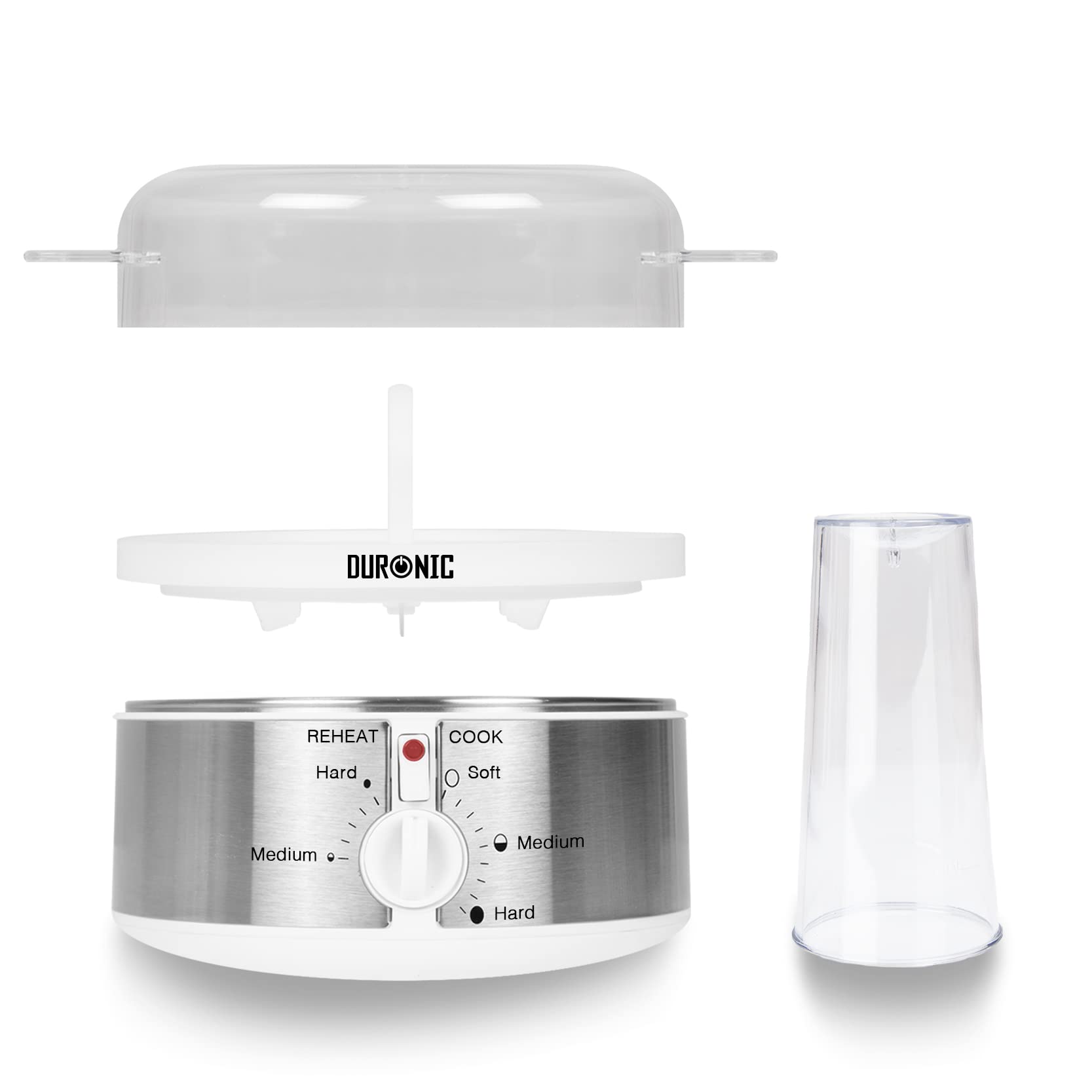 Duronic EB35 Electric Egg Boiler & Steamer - Automatic Egg Cooking Machine for Perfect Soft, Medium & Hard Boiled Eggs (7 Eggs Capacity) | Ideal for Breakfast, Meal Prep & Healthy Eating