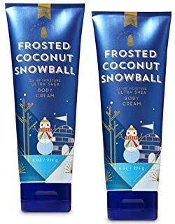 Frosted Coconut Snowball Ultra Shea Body Cream 2-Pack (8 Oz Each) by Bath & Body Works - Moisturizing Winter Skincare for Dry Hands & Body