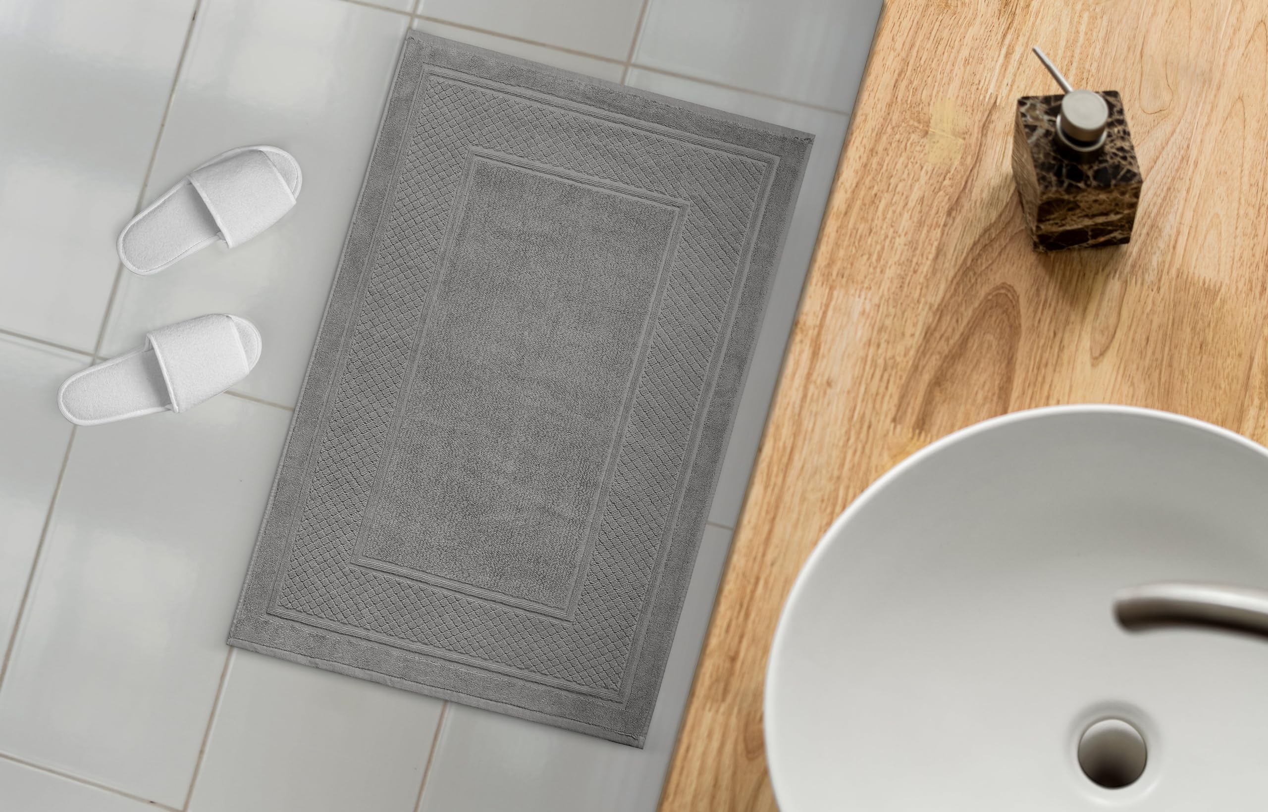 Premium Cotton Bath Mats Set of 2 - Ultra Absorbent & Quick Dry Bathroom Floor Mats (22