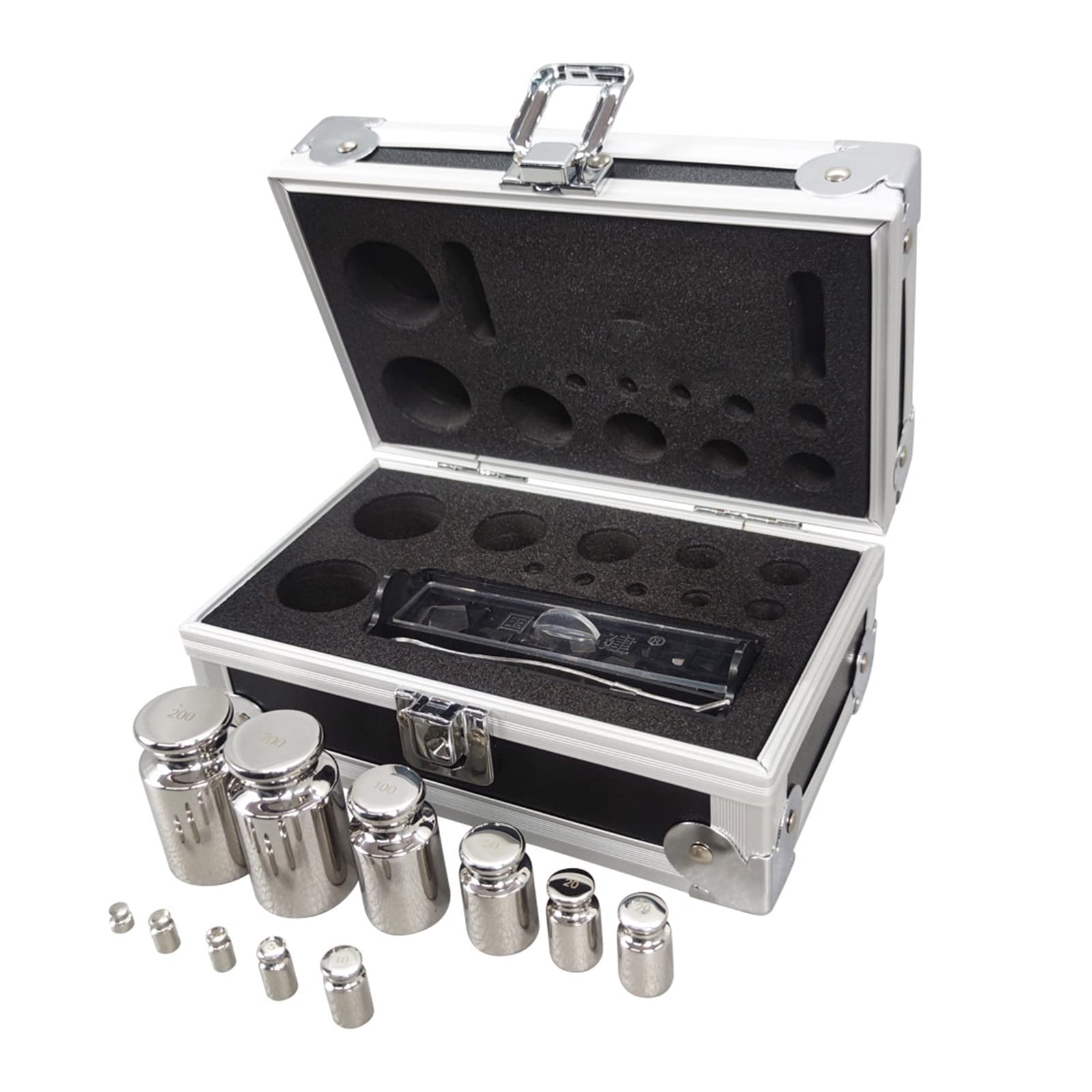 Premium M1 Grade 1mg-200g Stainless Steel Calibration Weight Kit with Tweezers - Laboratory Precision Weights for Scientific Research, Jewelry Scales & Industrial Measurement