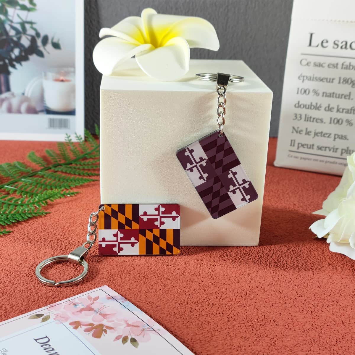Maryland Flag Keychain Key Ring - 2 Pack, Durable & Stylish Keychains for Home, Office, Travel & Gifts