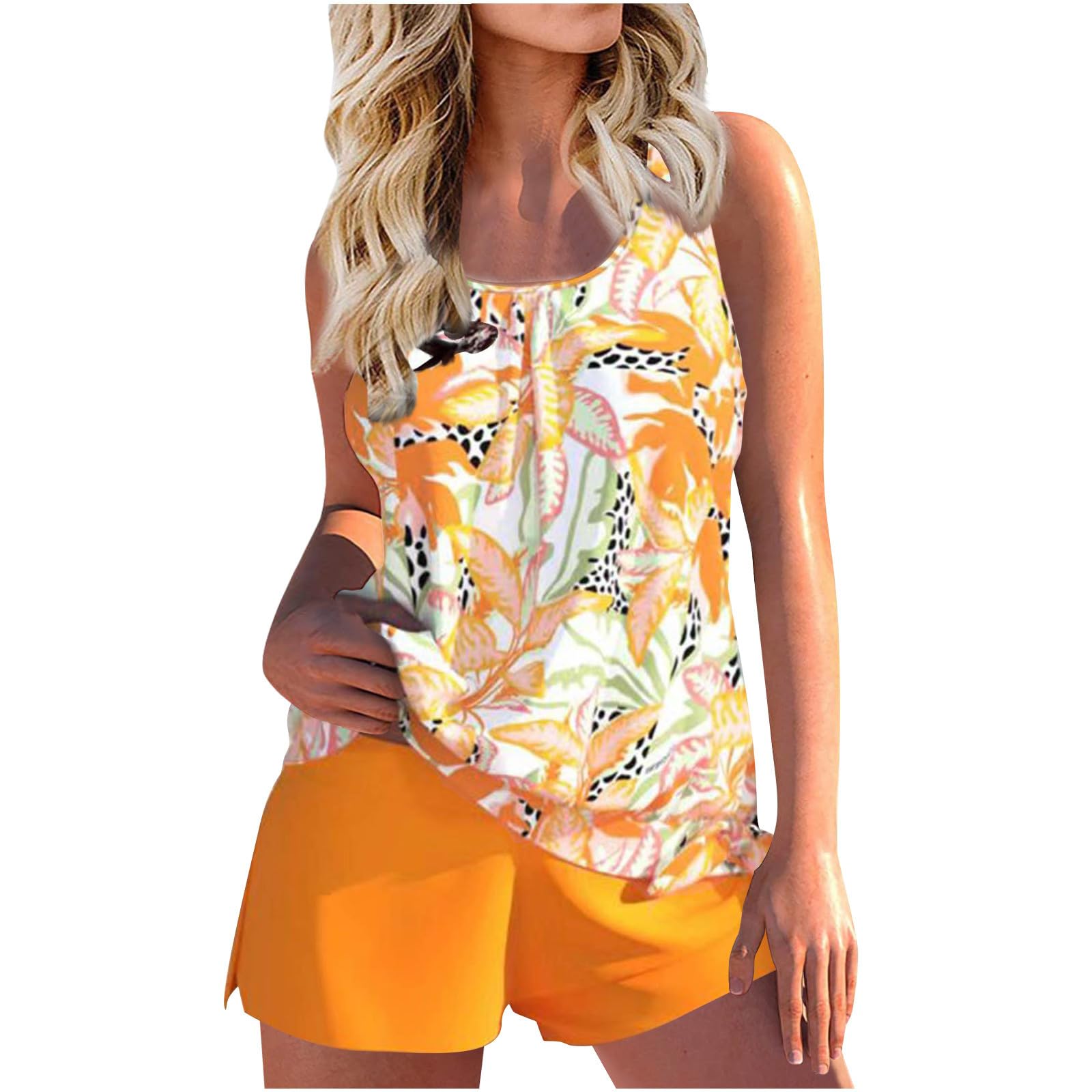 HLYSGO Women's Two Piece Tankini Swimsuits 2025 - Modest Beach Swimwear with Tank Top & Boyshorts for Summer Swimming, Vacation, and Poolside Relaxation